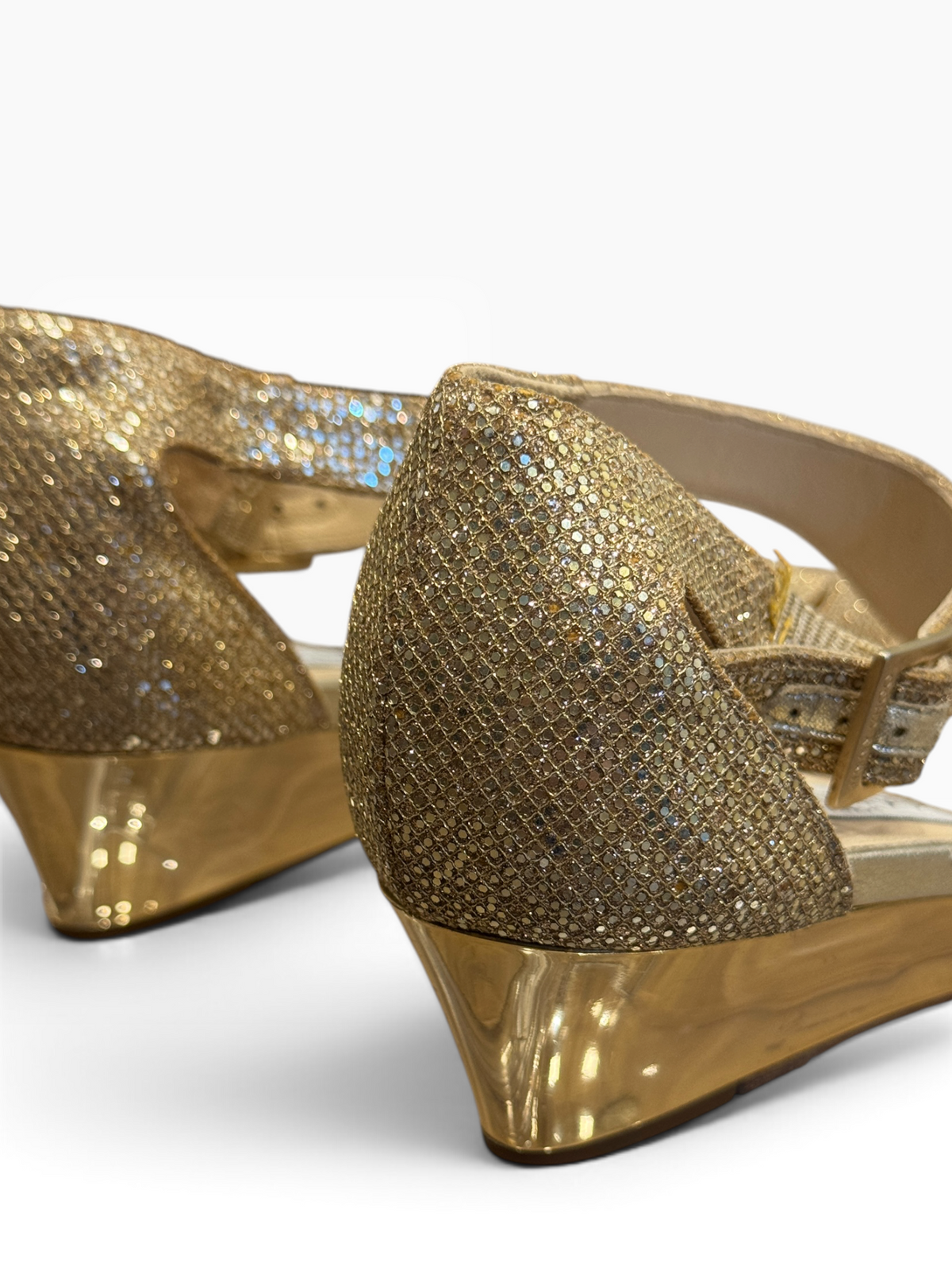 Jimmy Choo Treat Glitter T-Strap Wedge Sandals