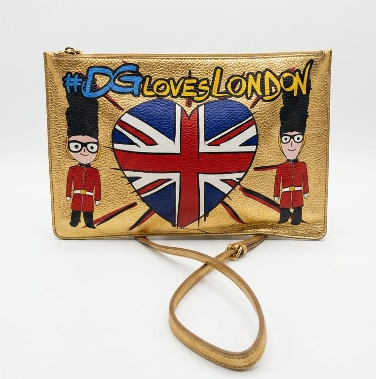 Dolce & Gabbana DG Loves London Metallic Leather Crossbody
