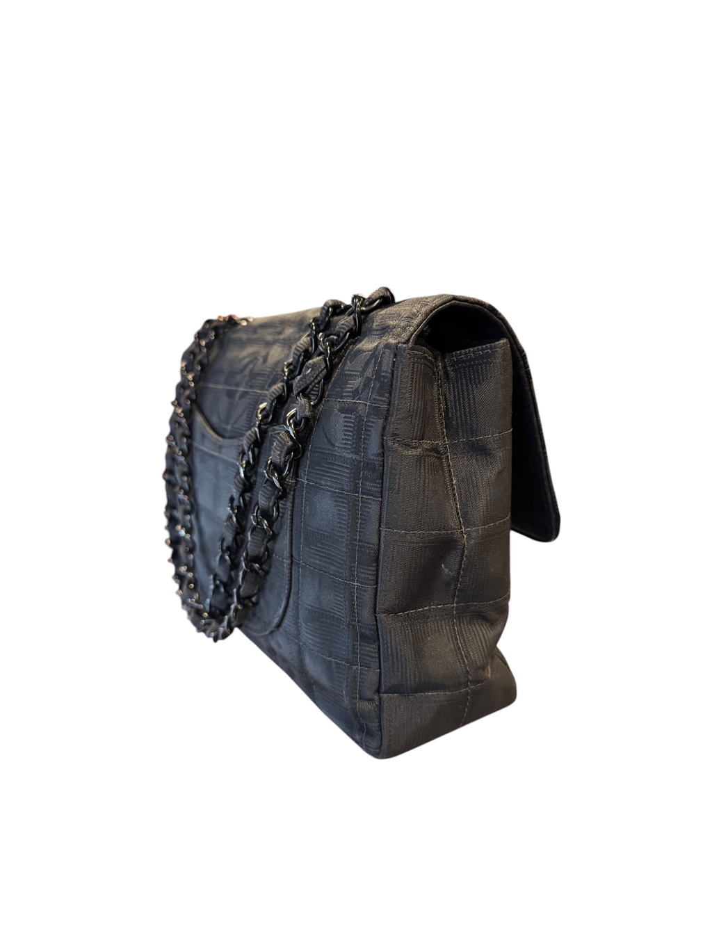 Chanel Travel Line Flap Bag Nylon Black Shoulder Bag