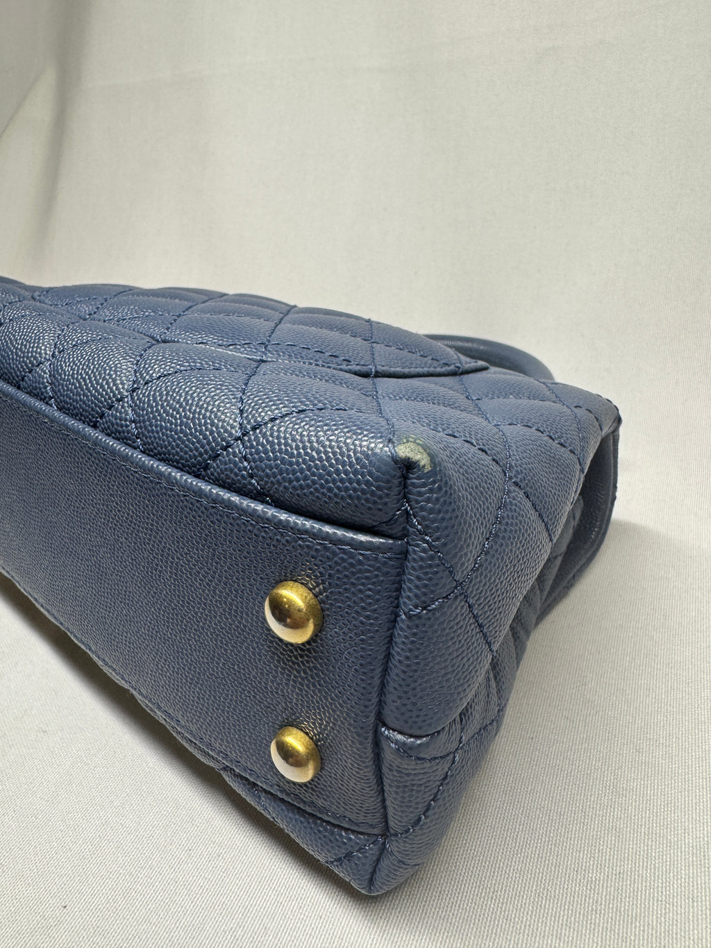 Chanel Blue Caviar Leather Top Handle Small Bag