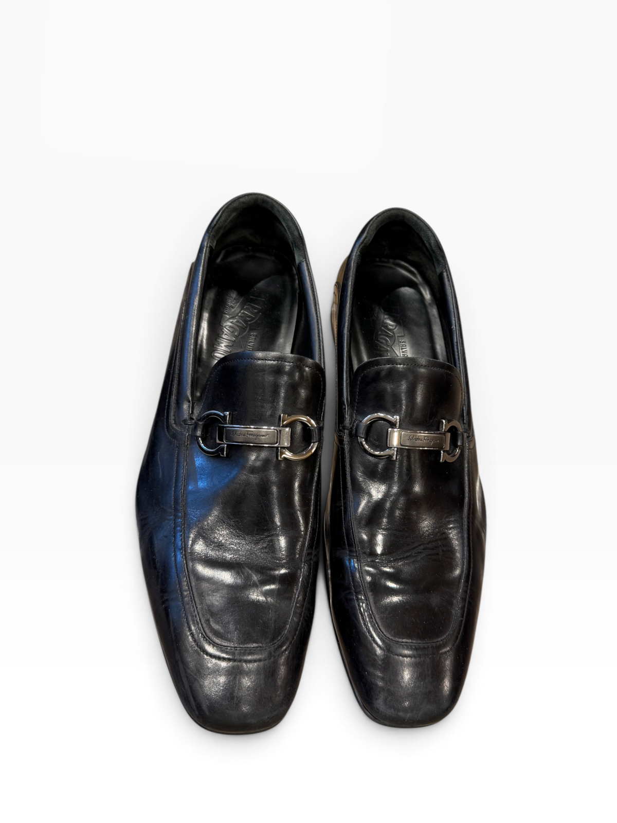 Salvatore Ferragamo Men`s Gancini Bit Leather Loafers Black