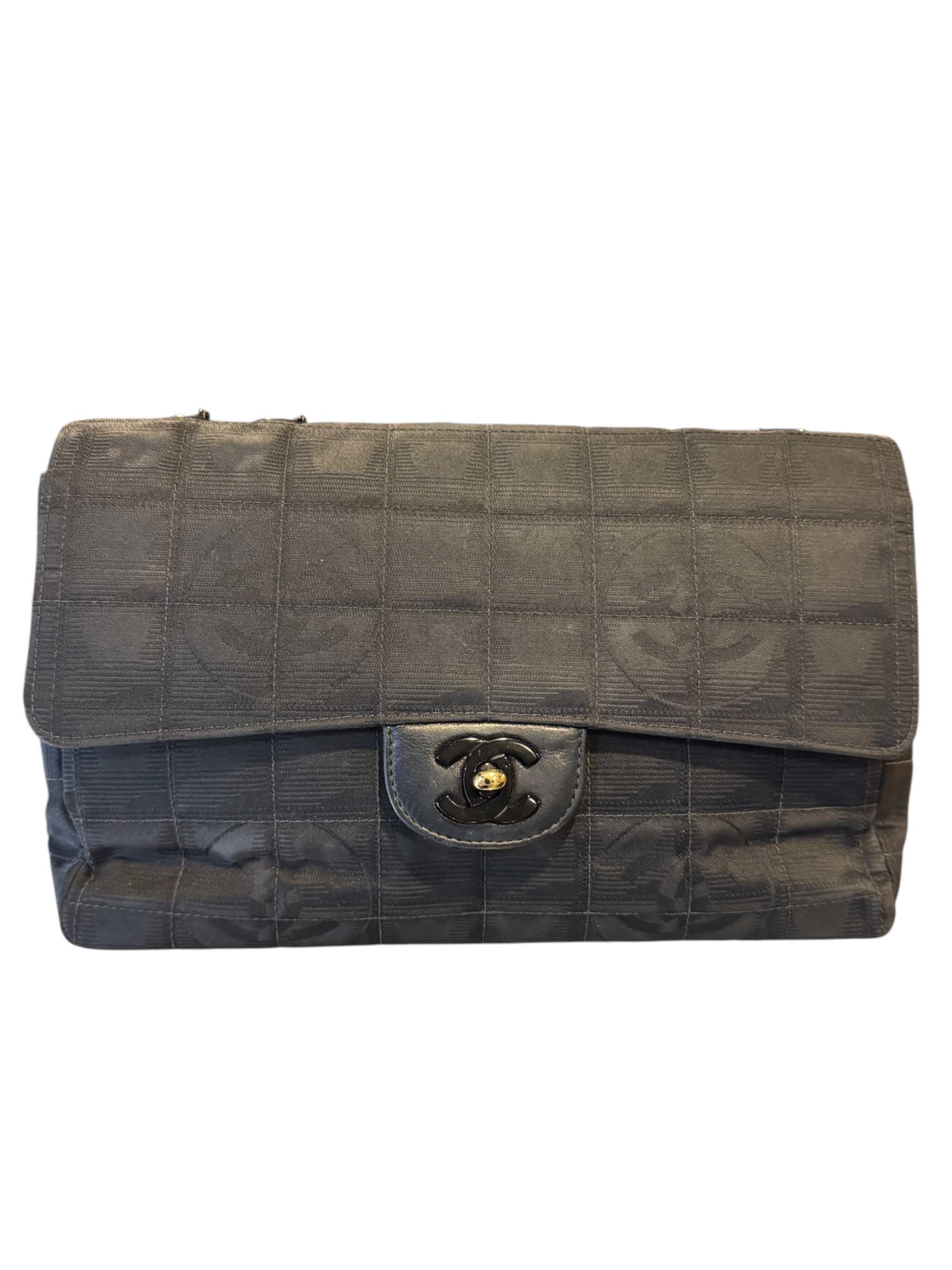 Chanel Travel Line Flap Bag Nylon Black Shoulder Bag