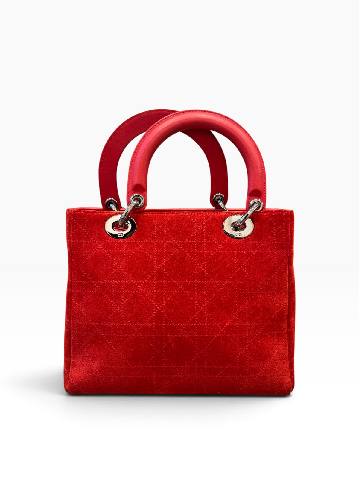 Bolso Christian Dior Lady Dior Medium en Gamuza Roja – Era Galliano