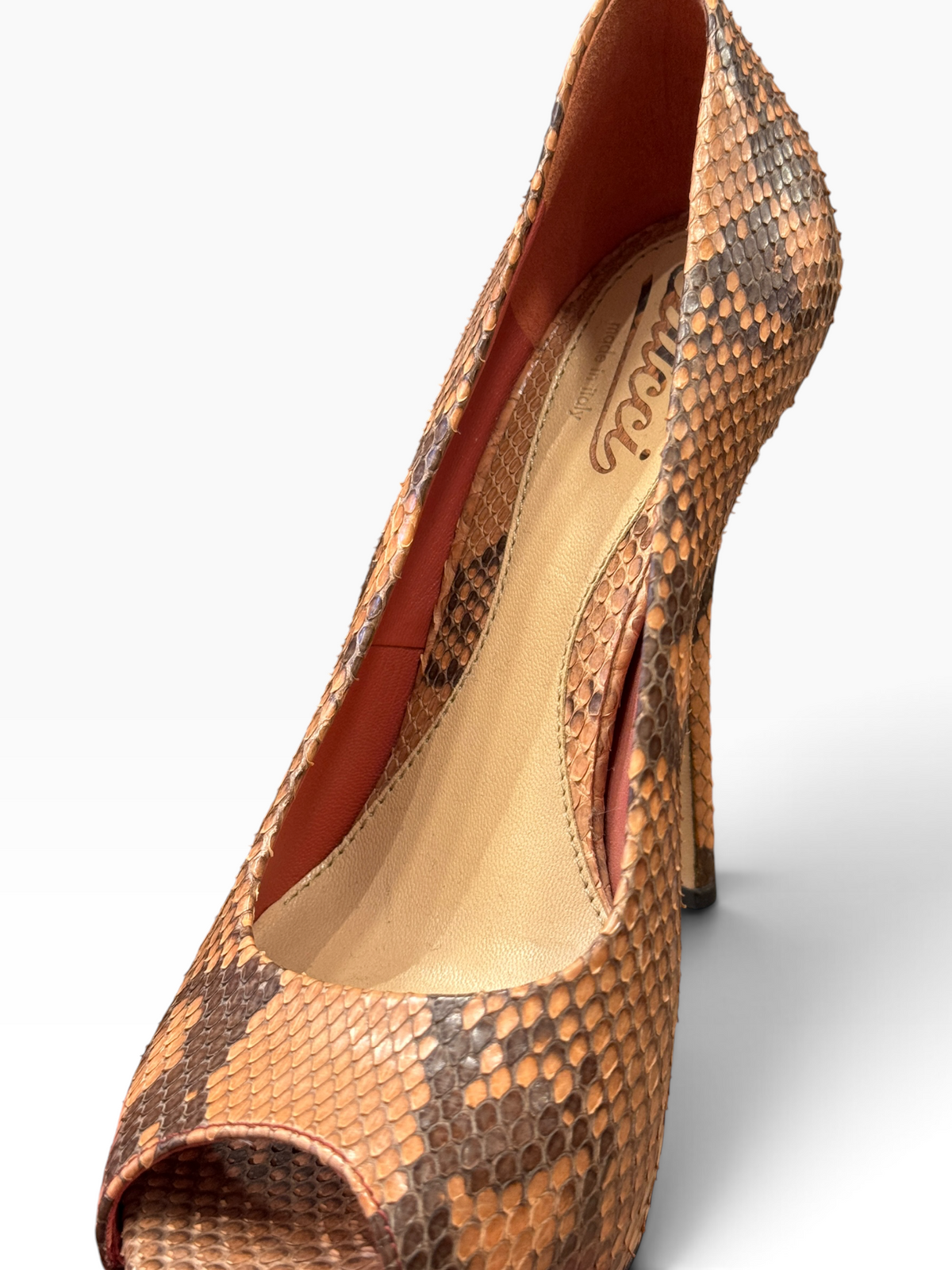 Gucci Debra Brown Python Platform Peep-Toe Pumps