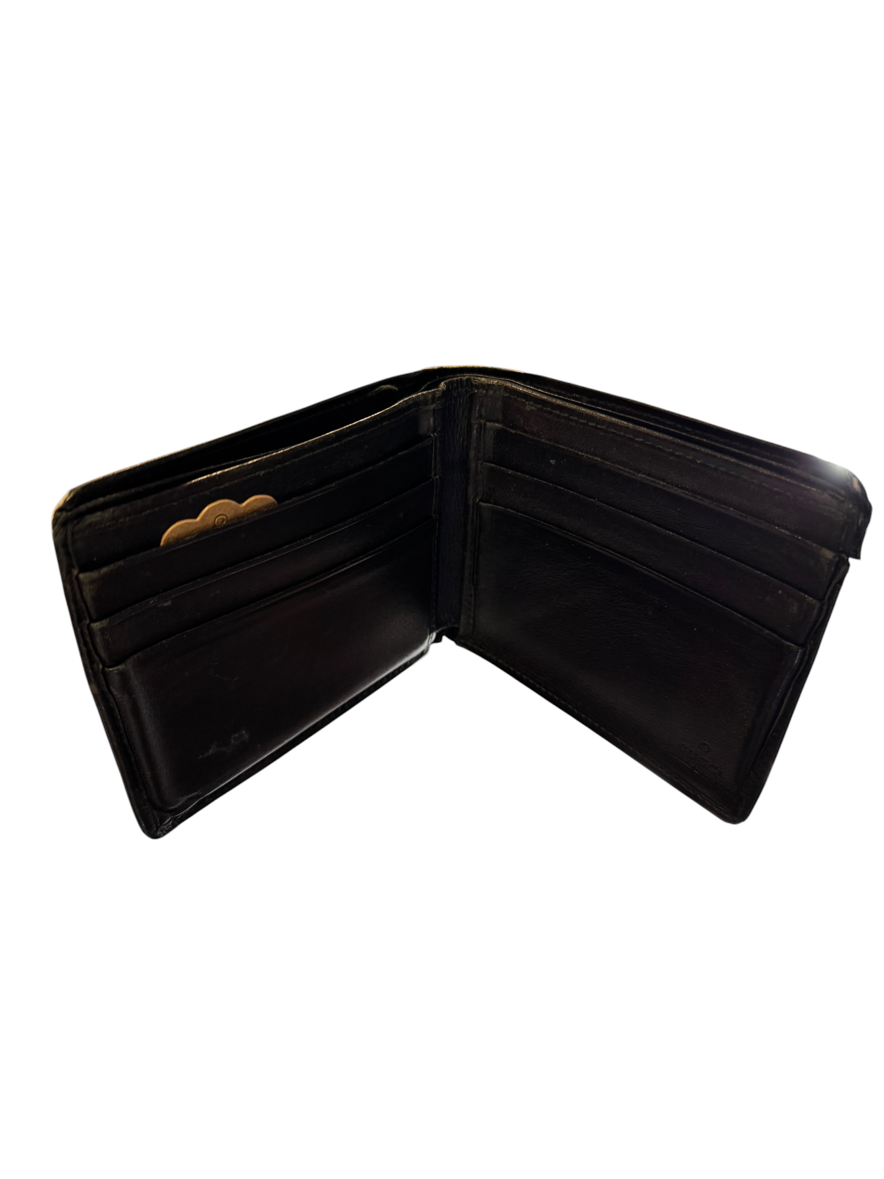 Cárter Gucci negra caballero logo rectangular