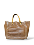 Carolina Herrera Monogram Camel Brown Embossed Leather