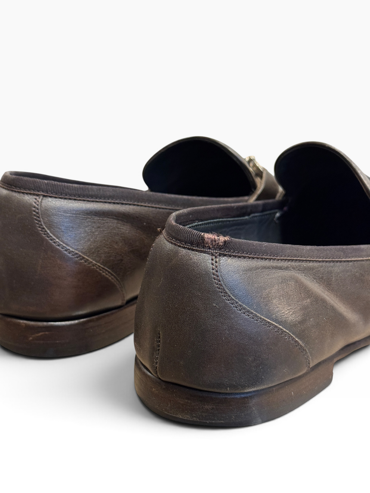Salvatore Ferragamo Men`s Gancini Bit Leather Loafers Dark Brown