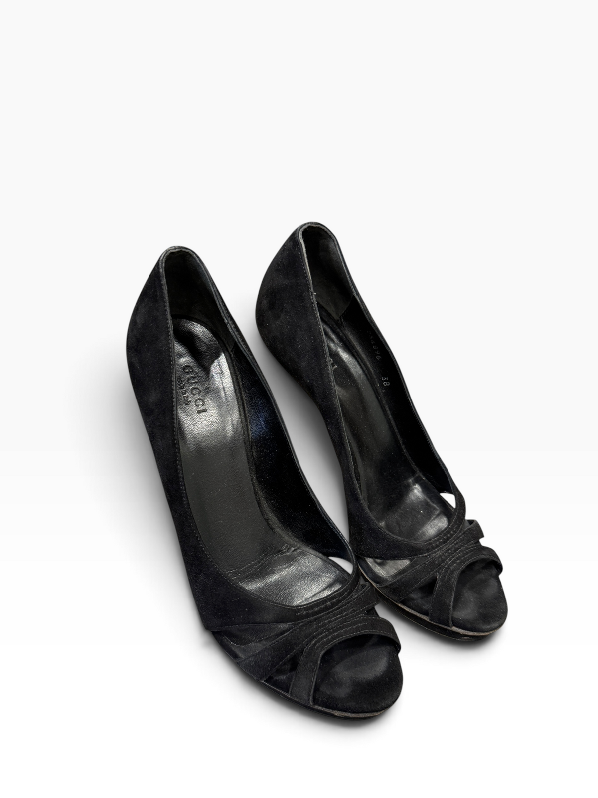 Gucci Debra Black Suede Bamboo Heel Pumps