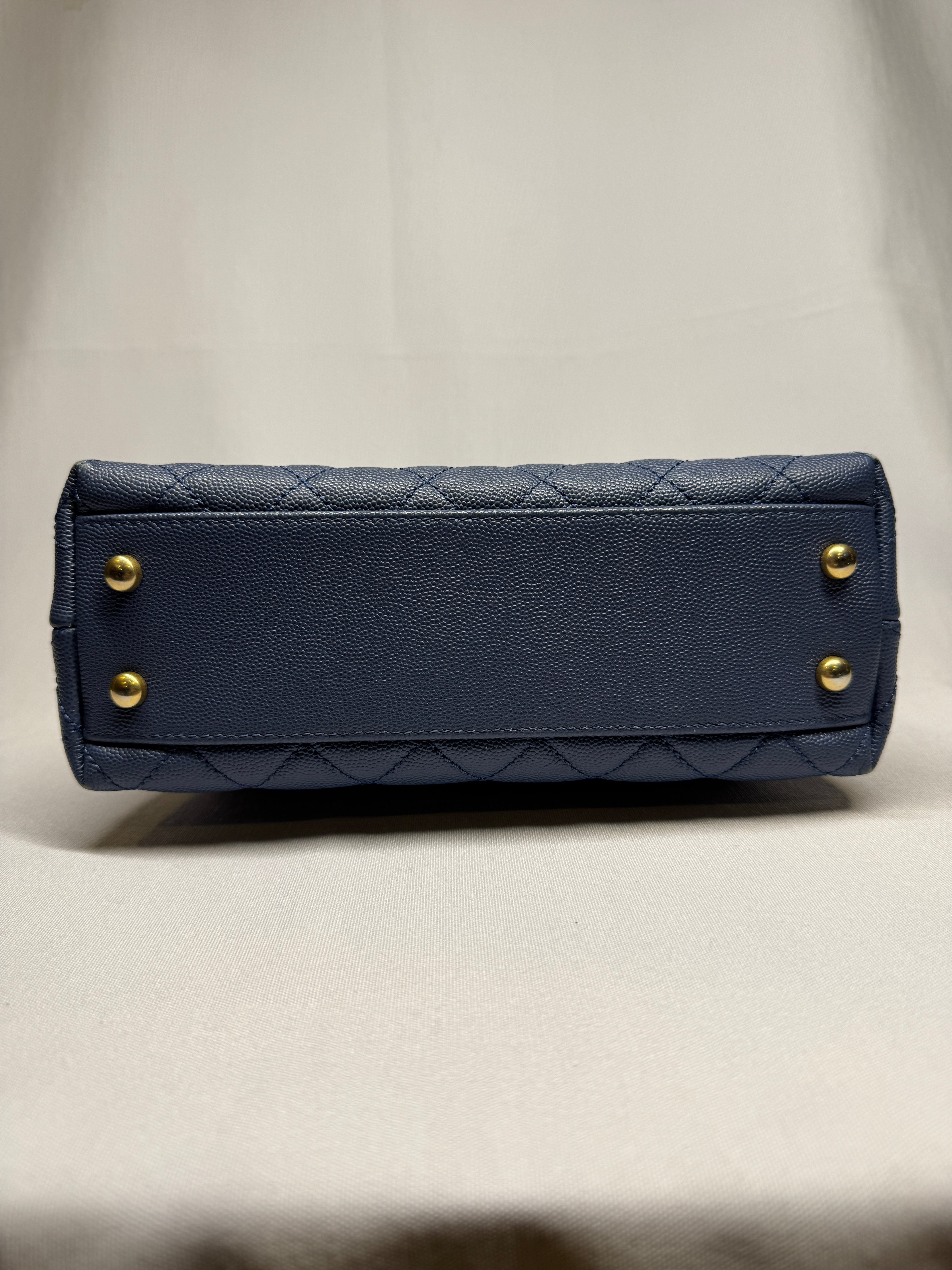 Chanel Blue Caviar Leather Top Handle Small Bag