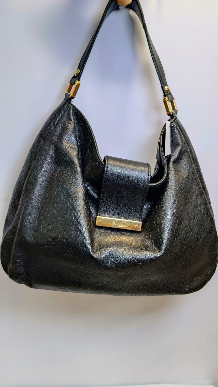Gucci Guccissima Large GG Embossed Leather Hobo Bag