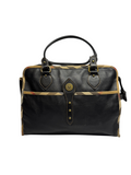Burberry House Check Tote Black Leather
