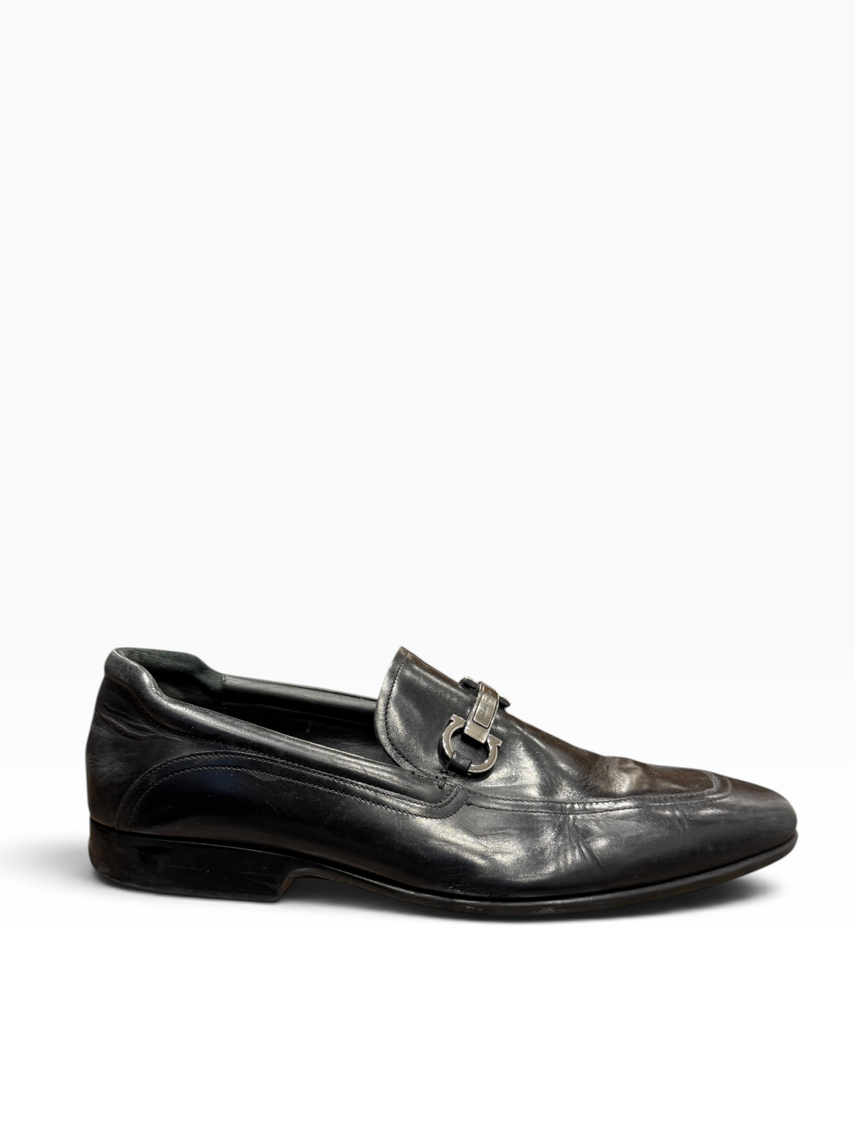 Salvatore Ferragamo Men`s Gancini Bit Leather Loafers Black