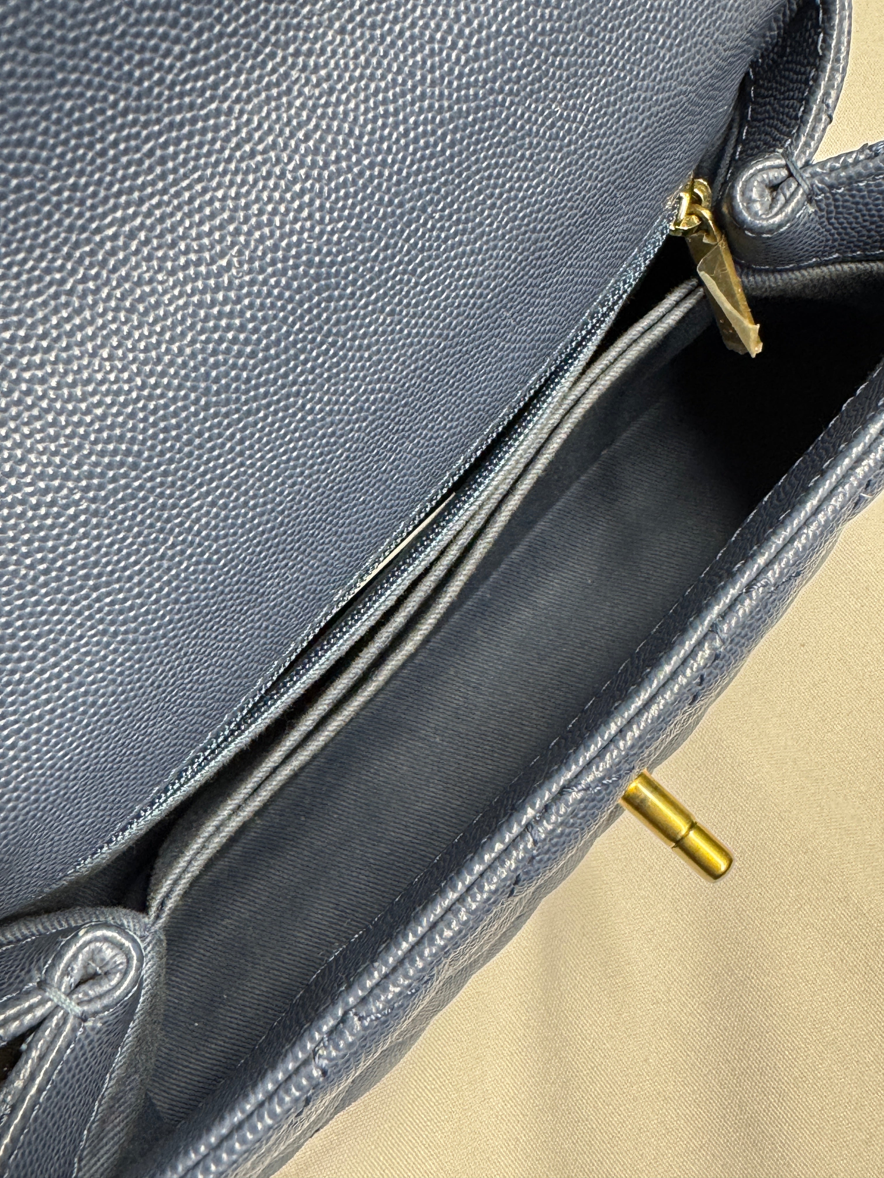 Chanel Blue Caviar Leather Top Handle Small Bag