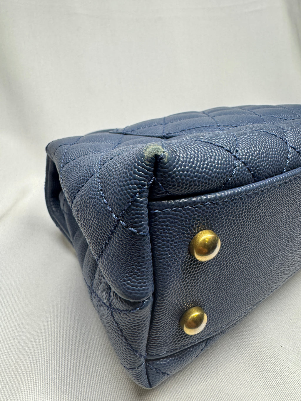 Chanel Blue Caviar Leather Top Handle Small Bag