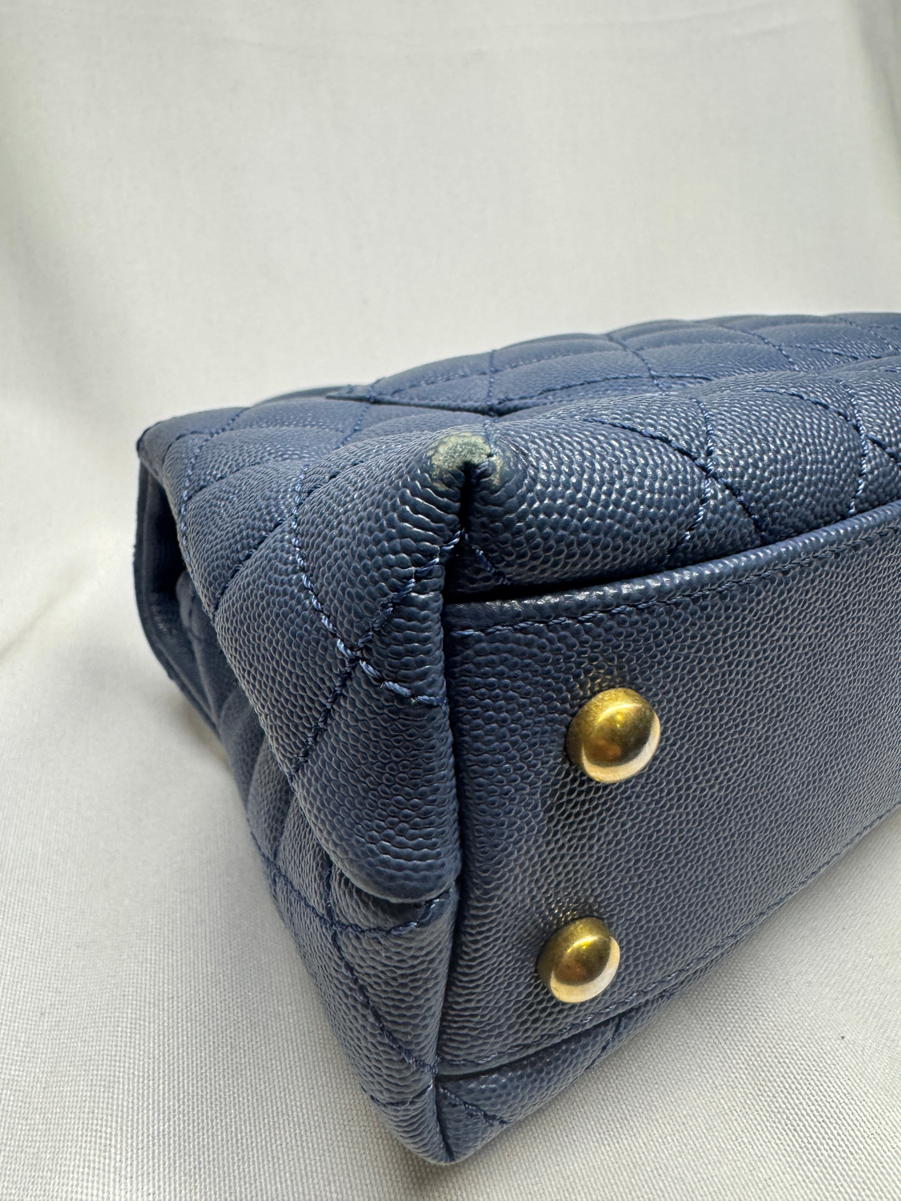 Chanel Blue Caviar Leather Top Handle Small Bag