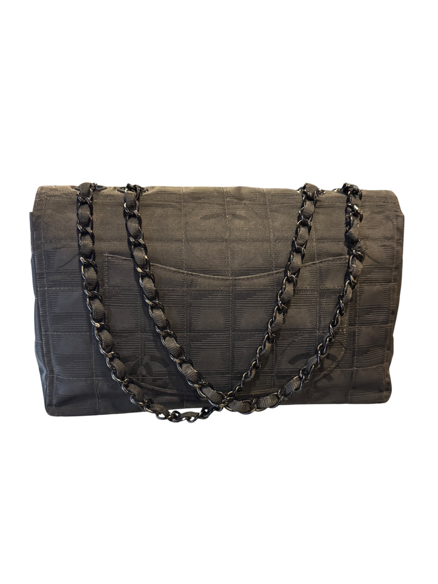 Chanel Travel Line Flap Bag Nylon Black Shoulder Bag