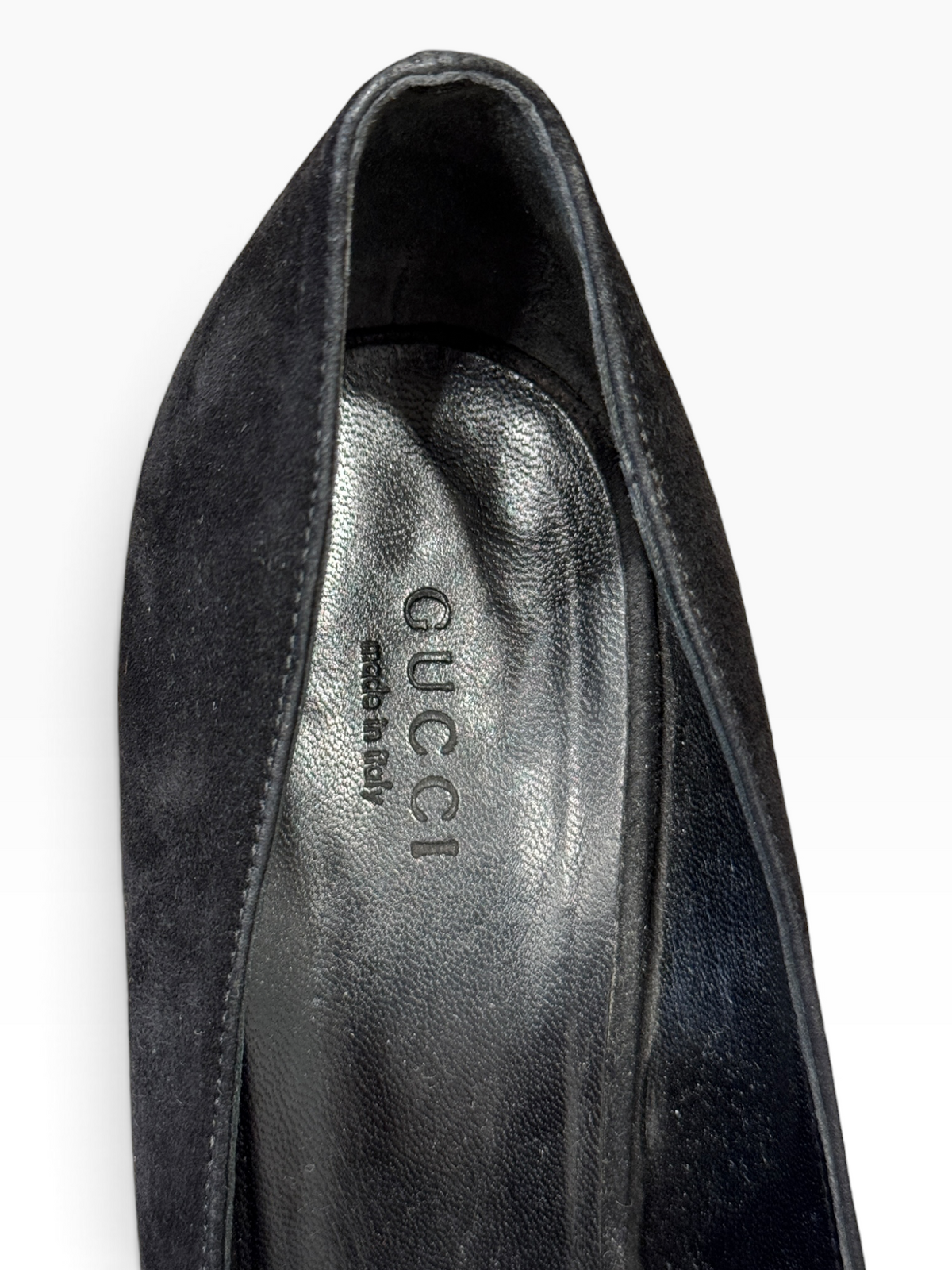Gucci Debra Black Suede Bamboo Heel Pumps