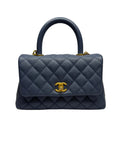 Chanel Blue Caviar Leather Top Handle Small Bag