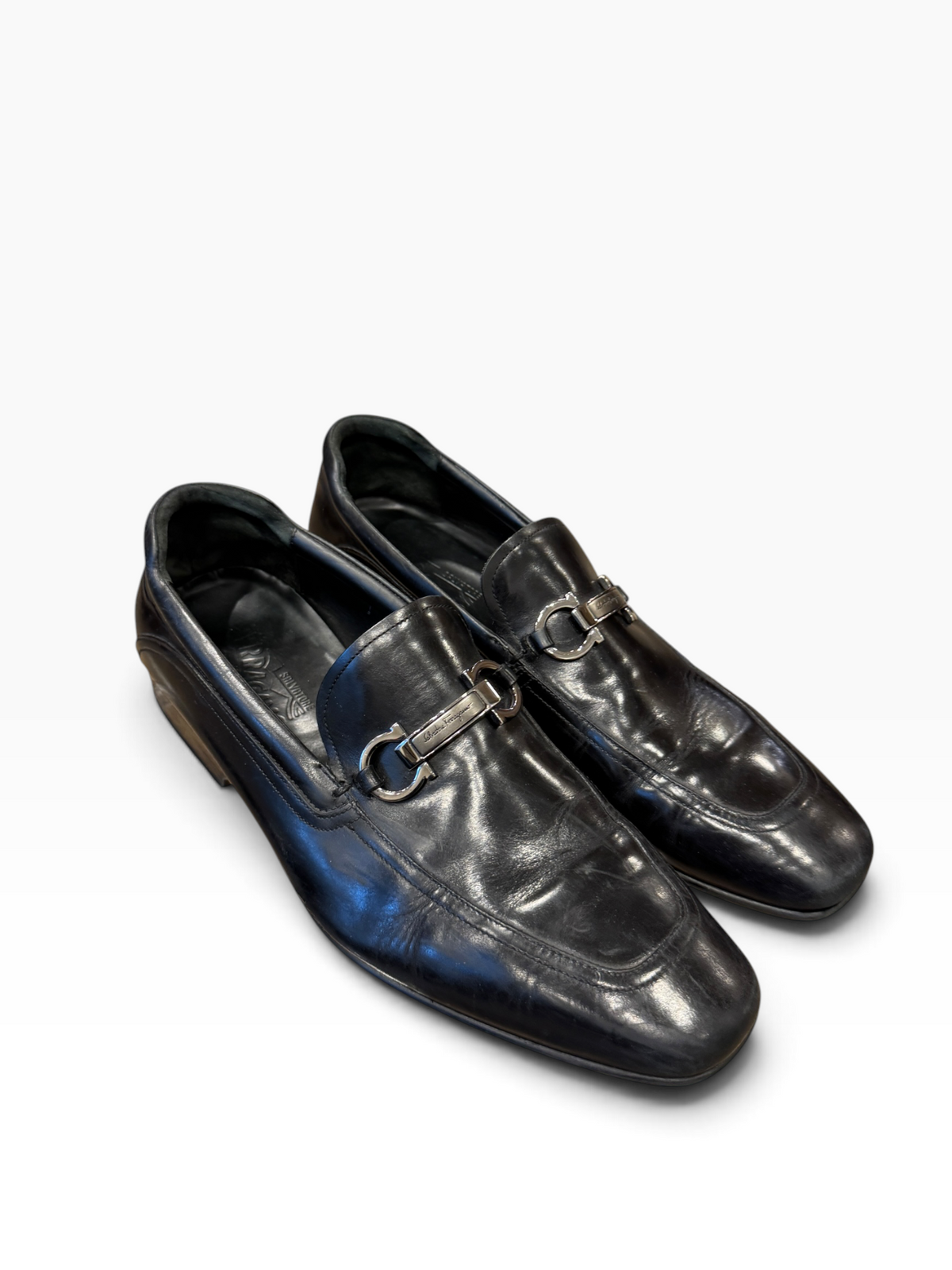 Salvatore Ferragamo Men`s Gancini Bit Leather Loafers Black