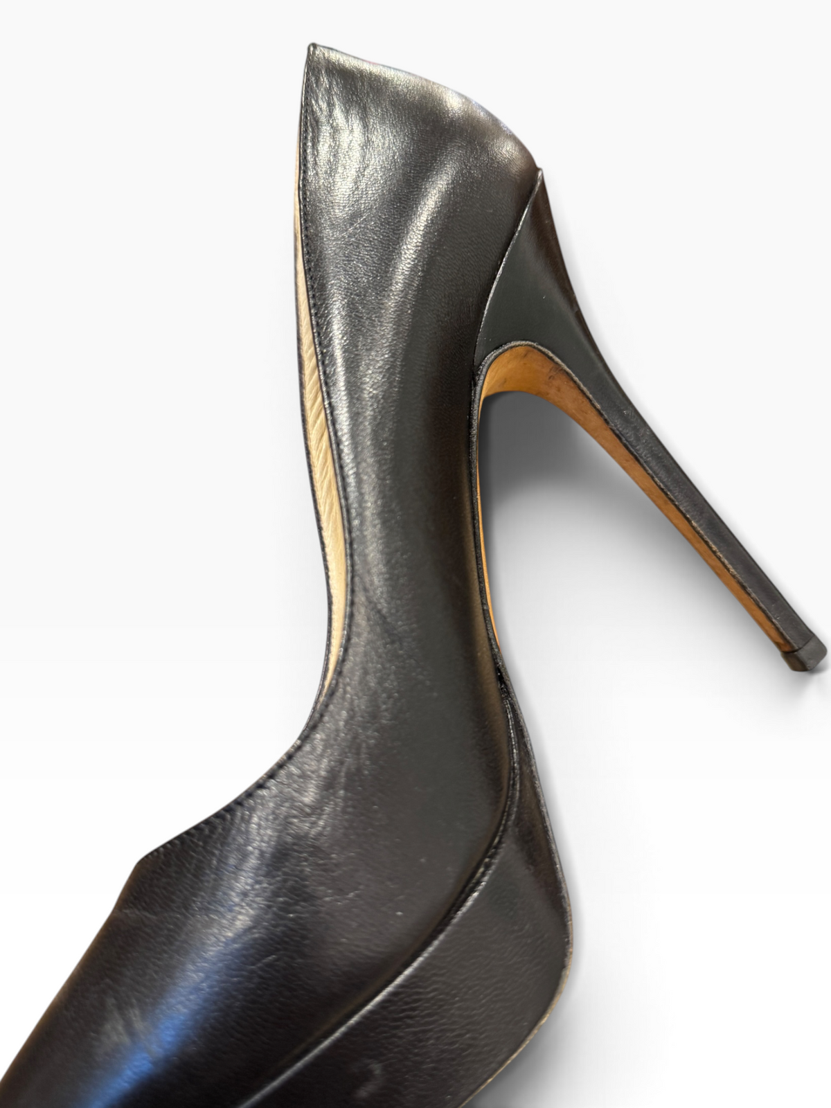Salvatore Ferragamo Black Leather Pointed-Toe Buckle Slingbacks