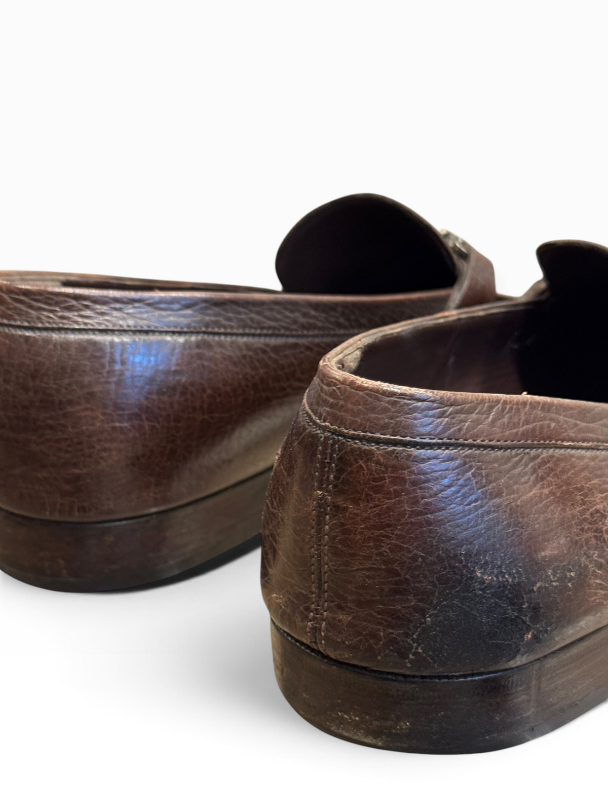 Salvatore Ferragamo Men`s Gancini Bit Grained Leather Loafers Brown