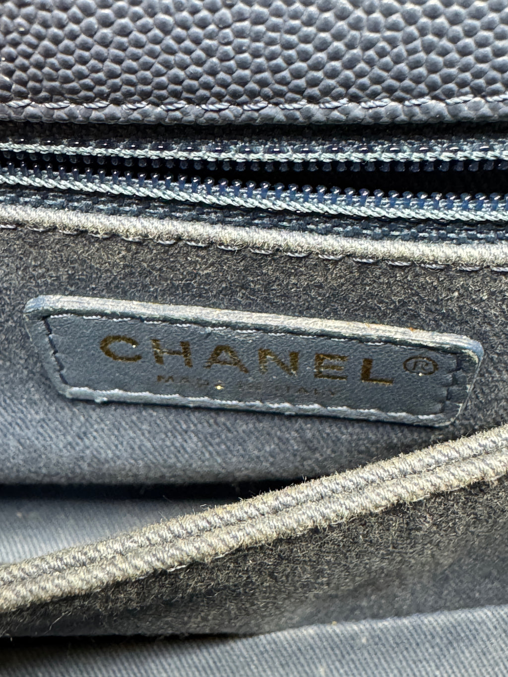 Chanel Blue Caviar Leather Top Handle Small Bag