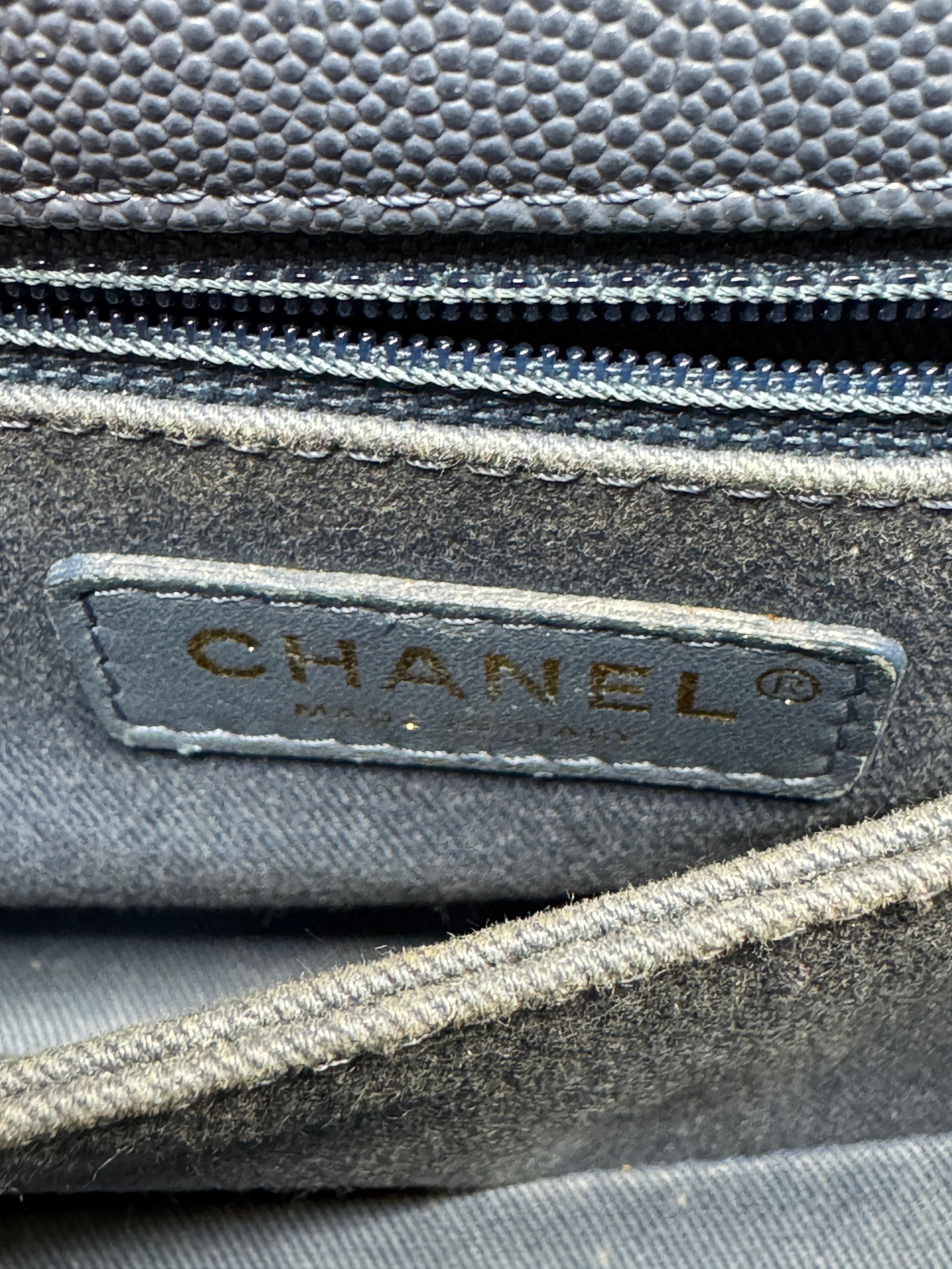 Chanel Blue Caviar Leather Top Handle Small Bag