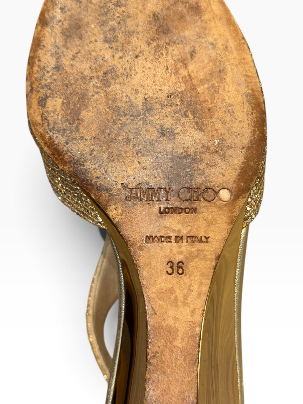 Jimmy Choo Treat Glitter T-Strap Wedge Sandals