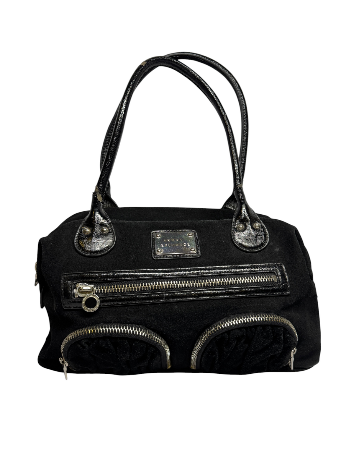 Armani Exchange Black Suede Satchel