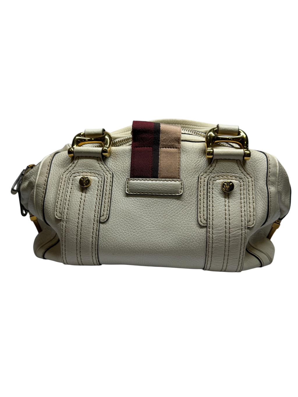 Gucci White Leather Aviatrix Boston Bag