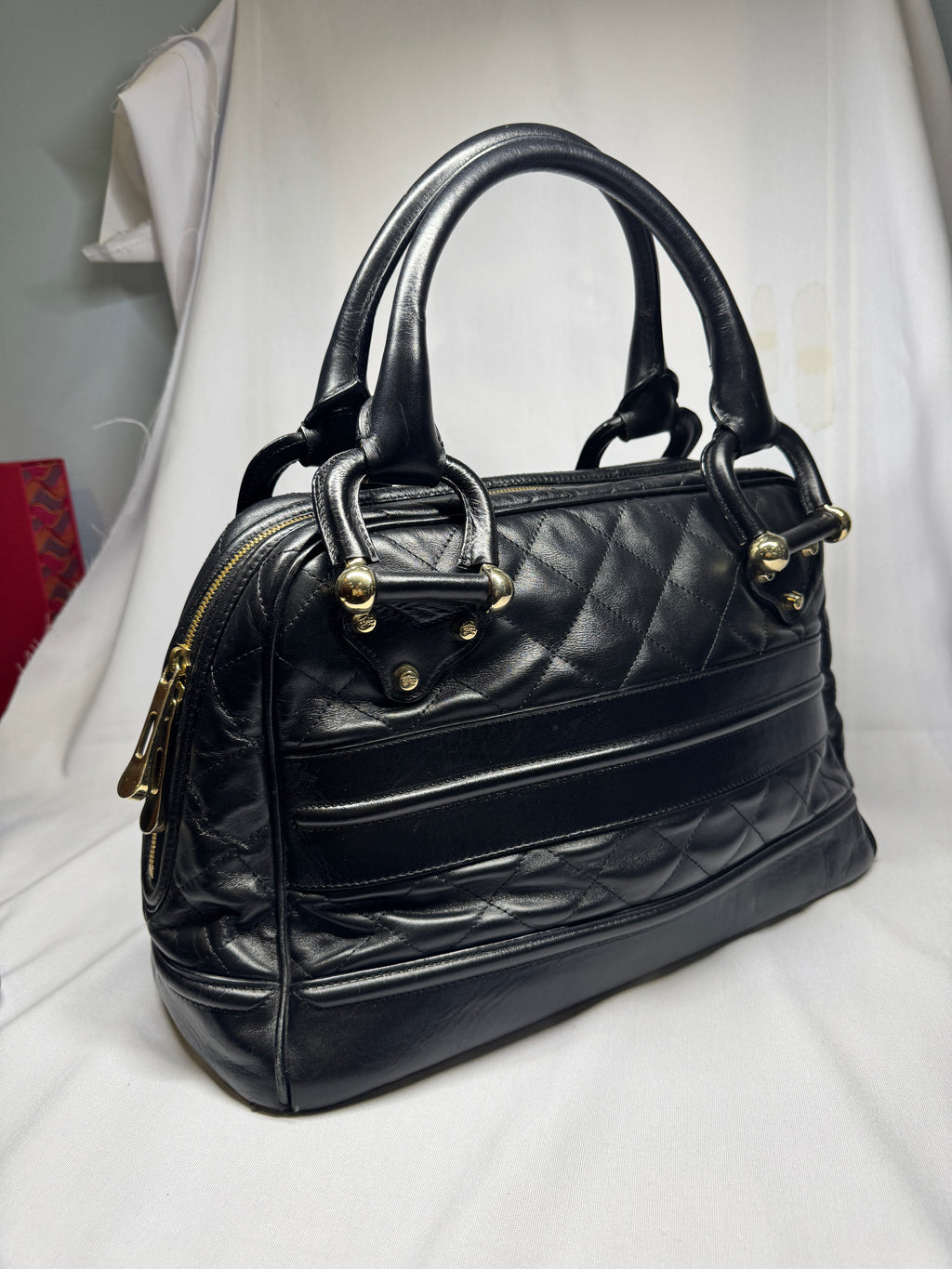 Burberry Black Quilted Leather Westbury Satchel