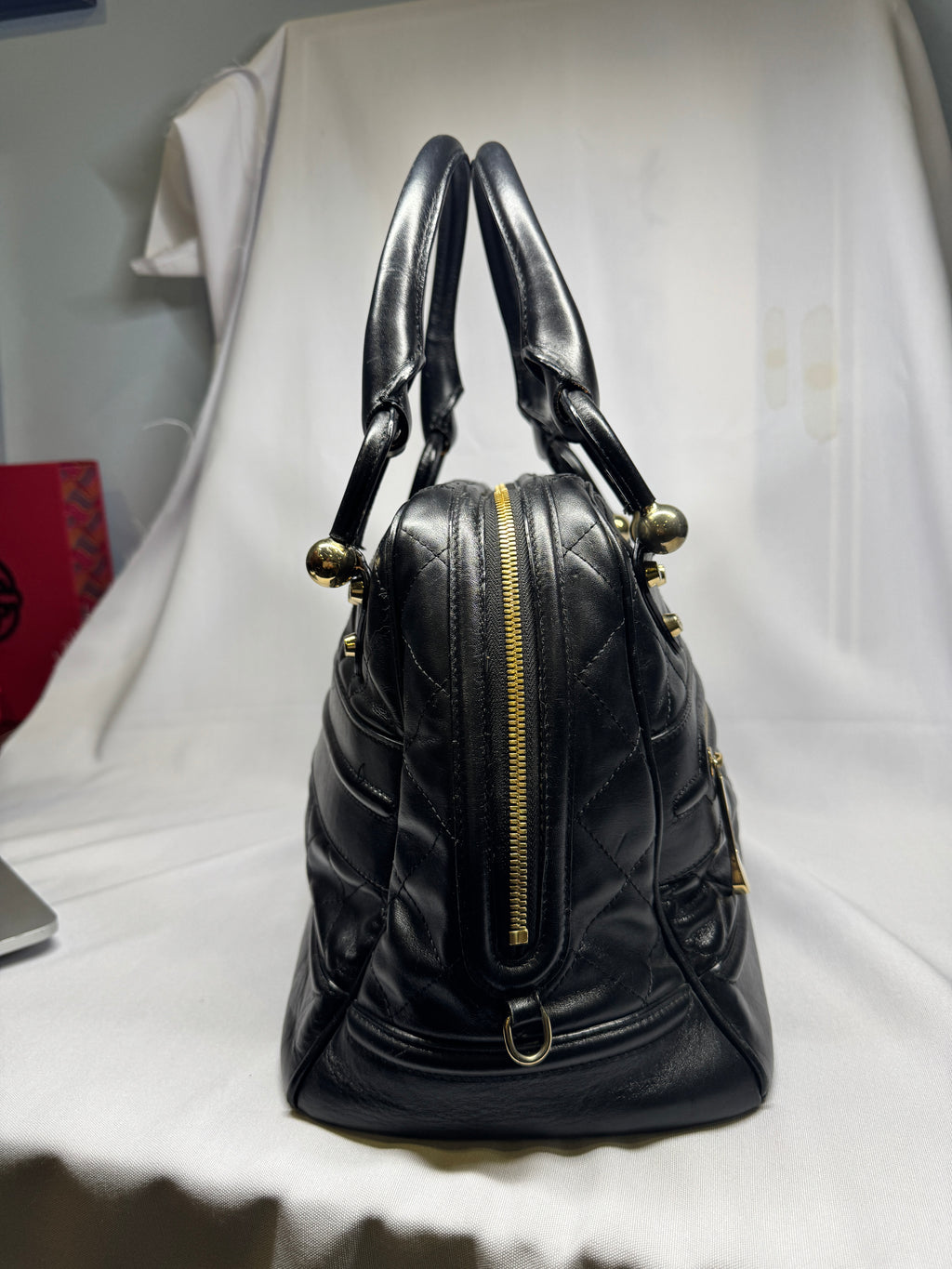 Burberry Black Quilted Leather Westbury Satchel