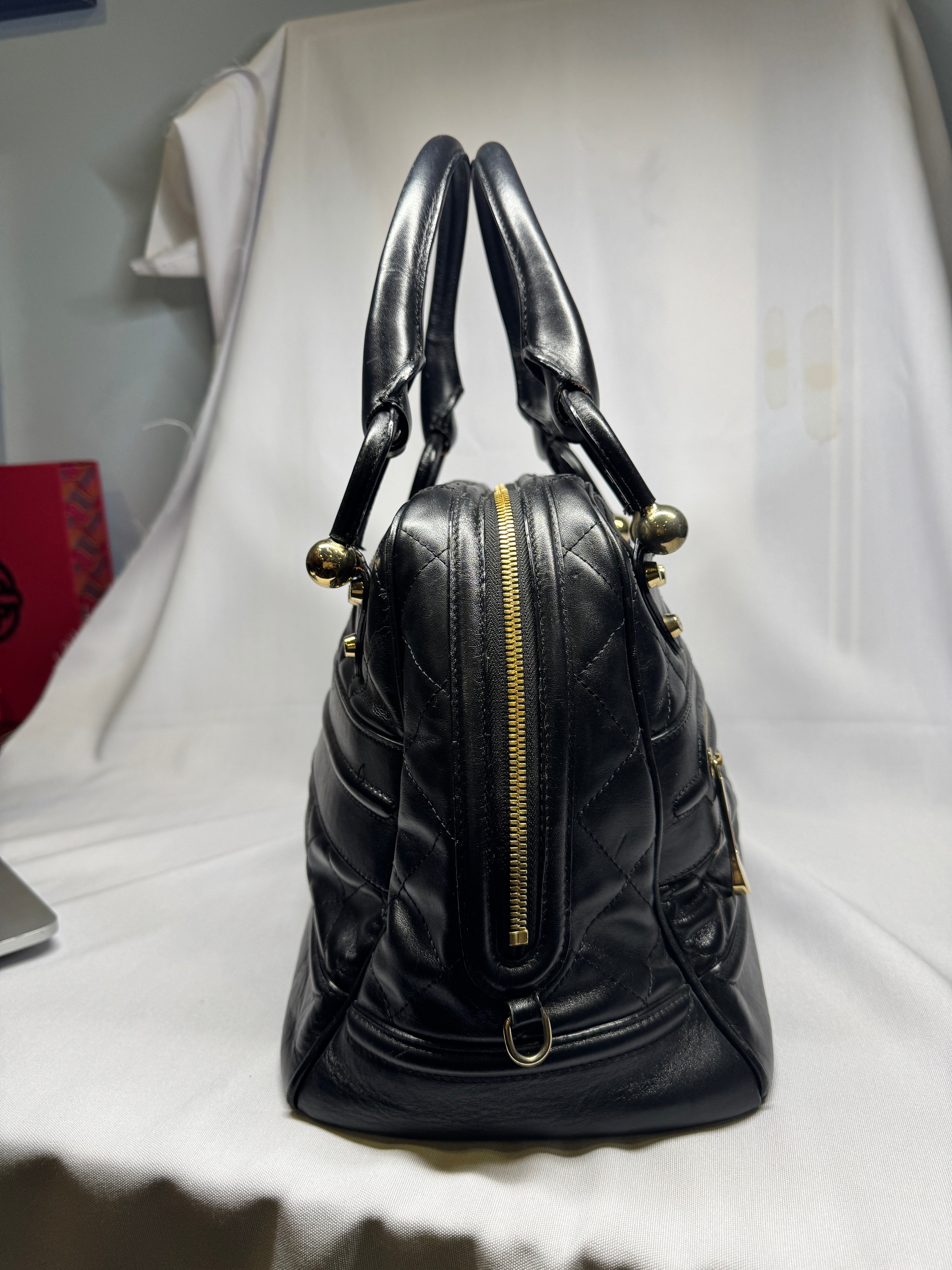 Burberry Black Quilted Leather Westbury Satchel