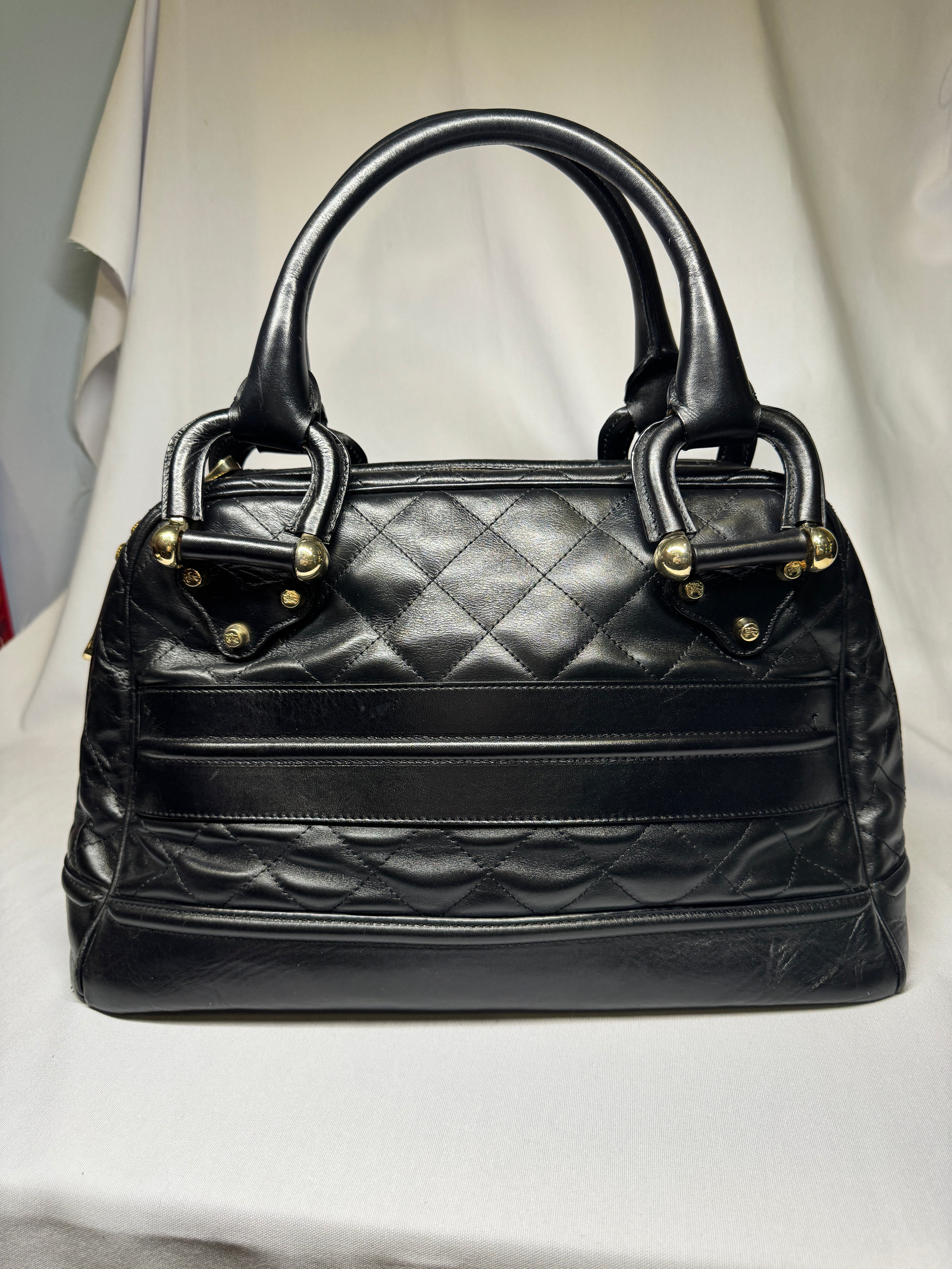 Burberry Black Quilted Leather Westbury Satchel