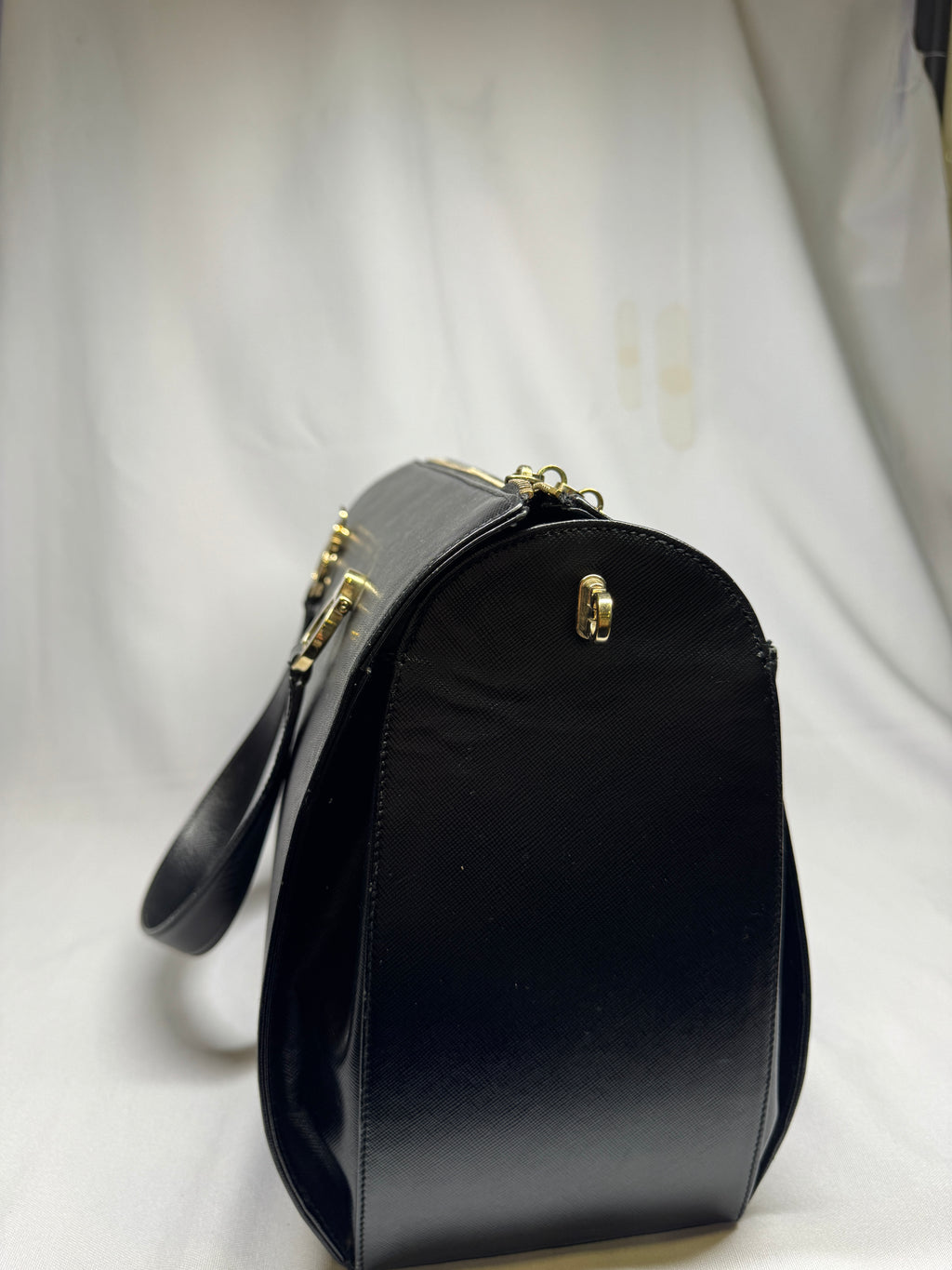 Salvatore Ferragamo Gancini Top Handle Back Leather