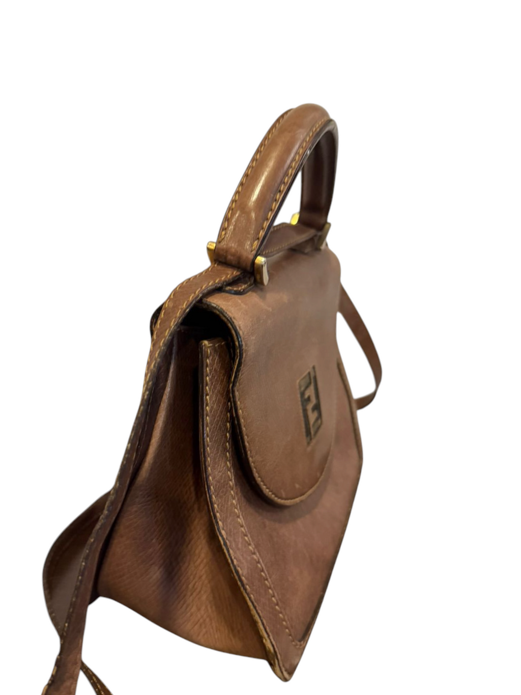 Bolsa Fendi piel café logo