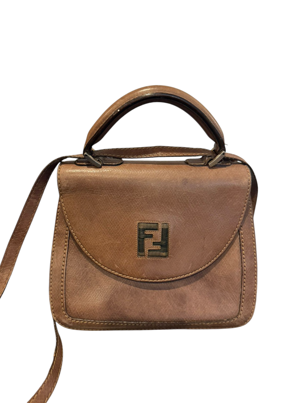 Bolsa Fendi piel café logo