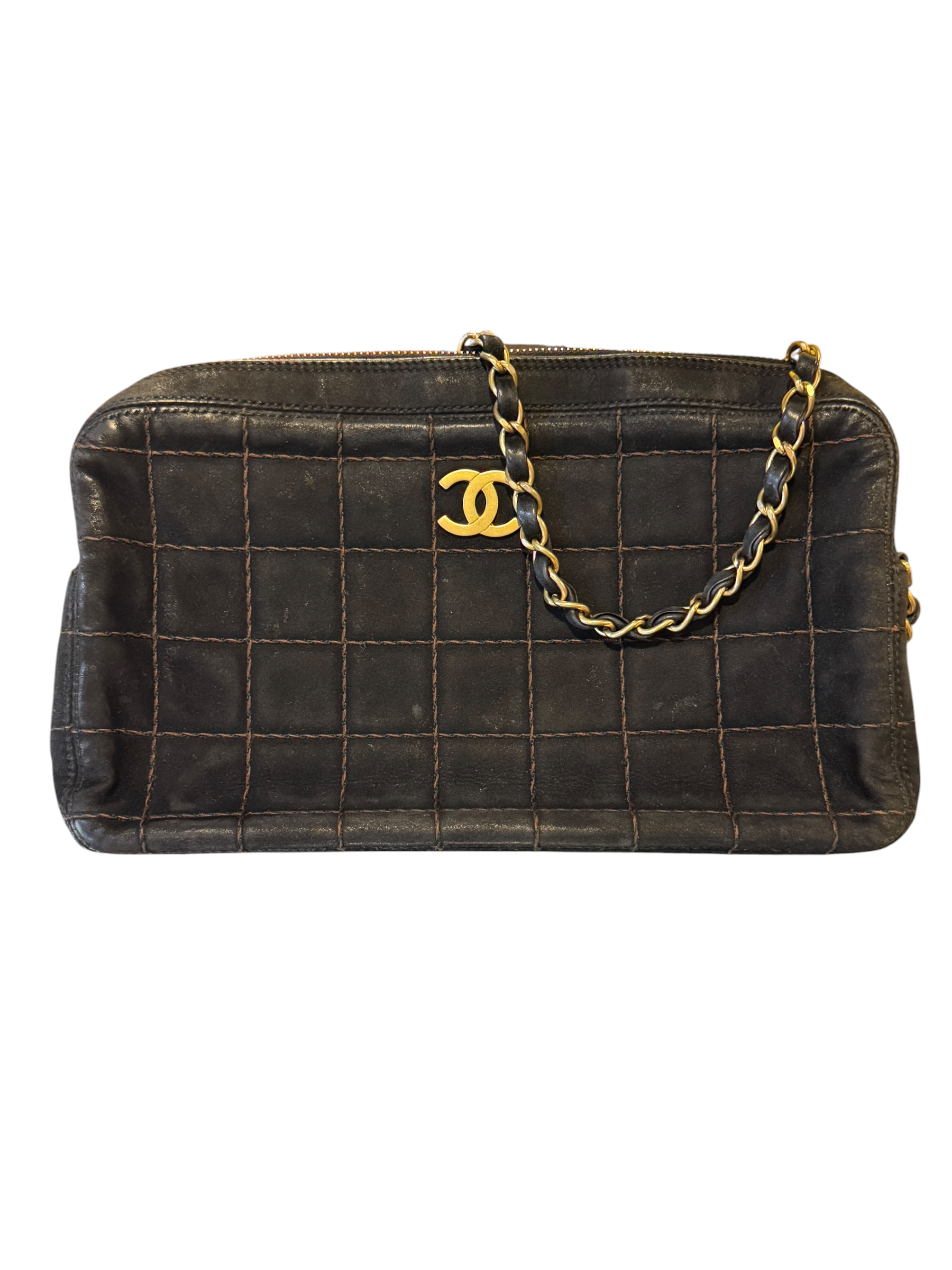 Chanel Suede Square Stitch Shoulder Bag