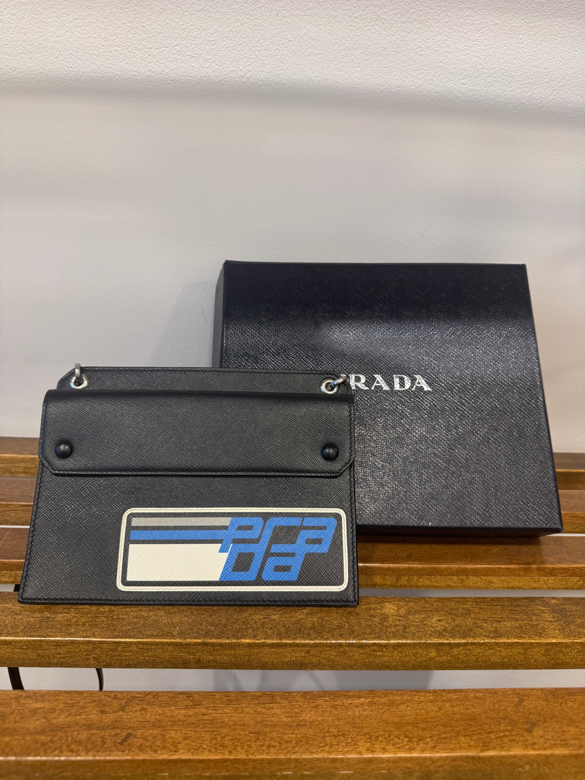 Prada Saffiano Lux Racing Logo