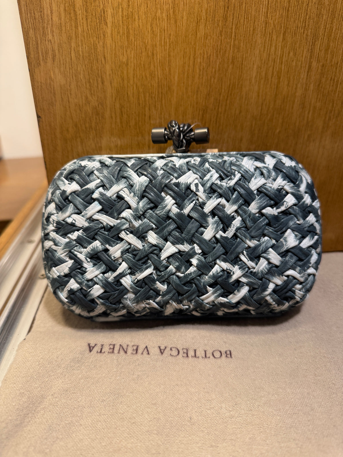 Bottega Veneta Knot Clutch Marble Green