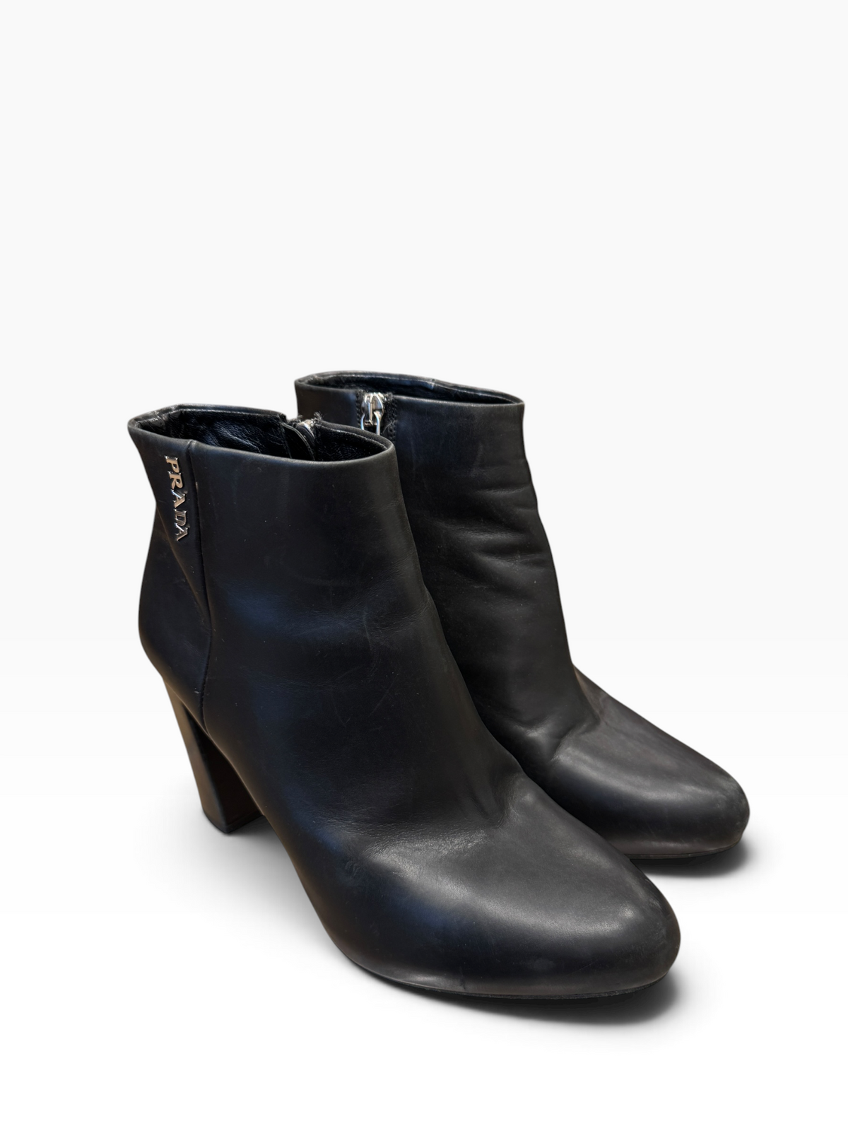 Prada Sport Black Leather Ankle Boots