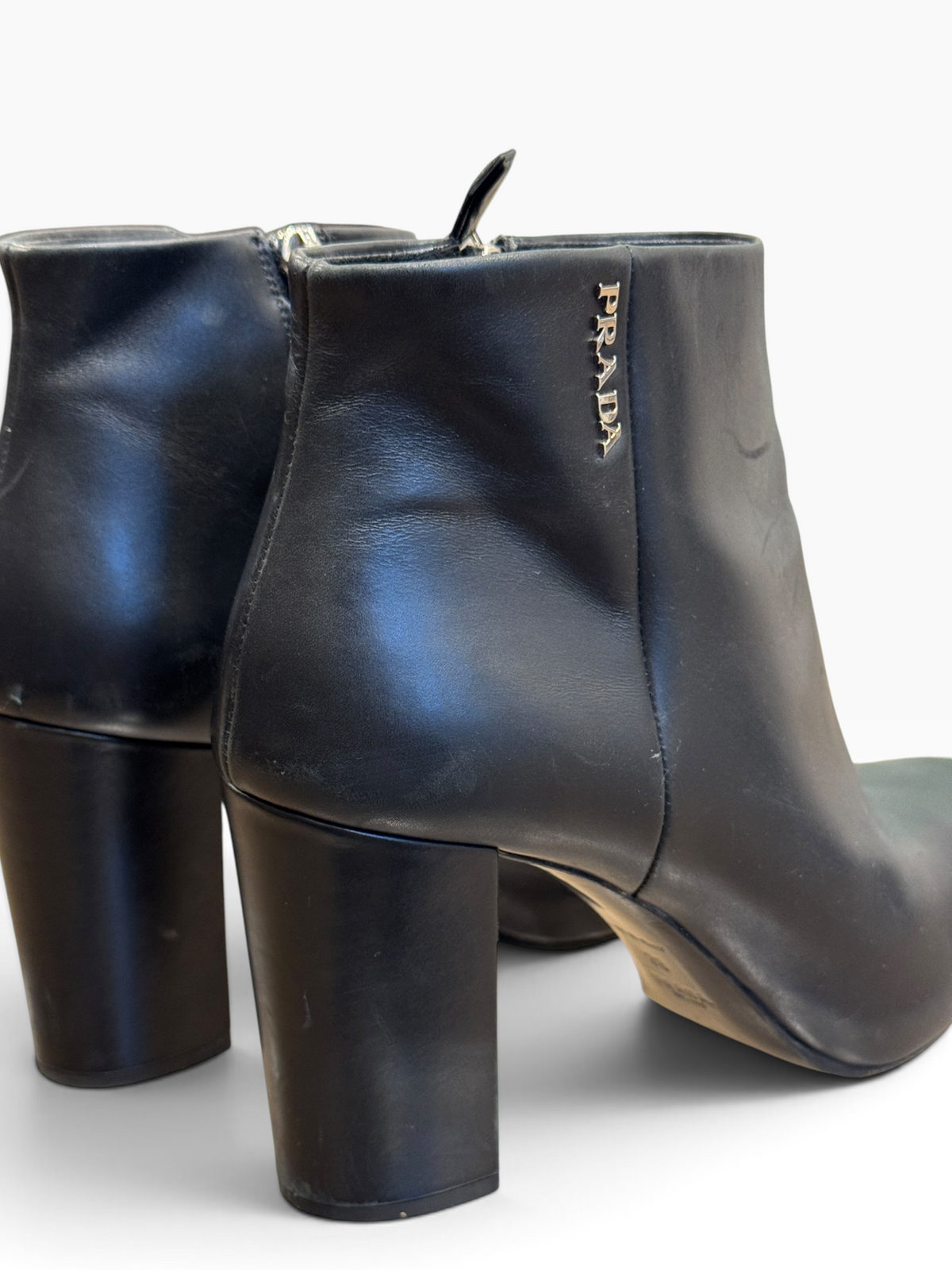 Prada Sport Black Leather Ankle Boots