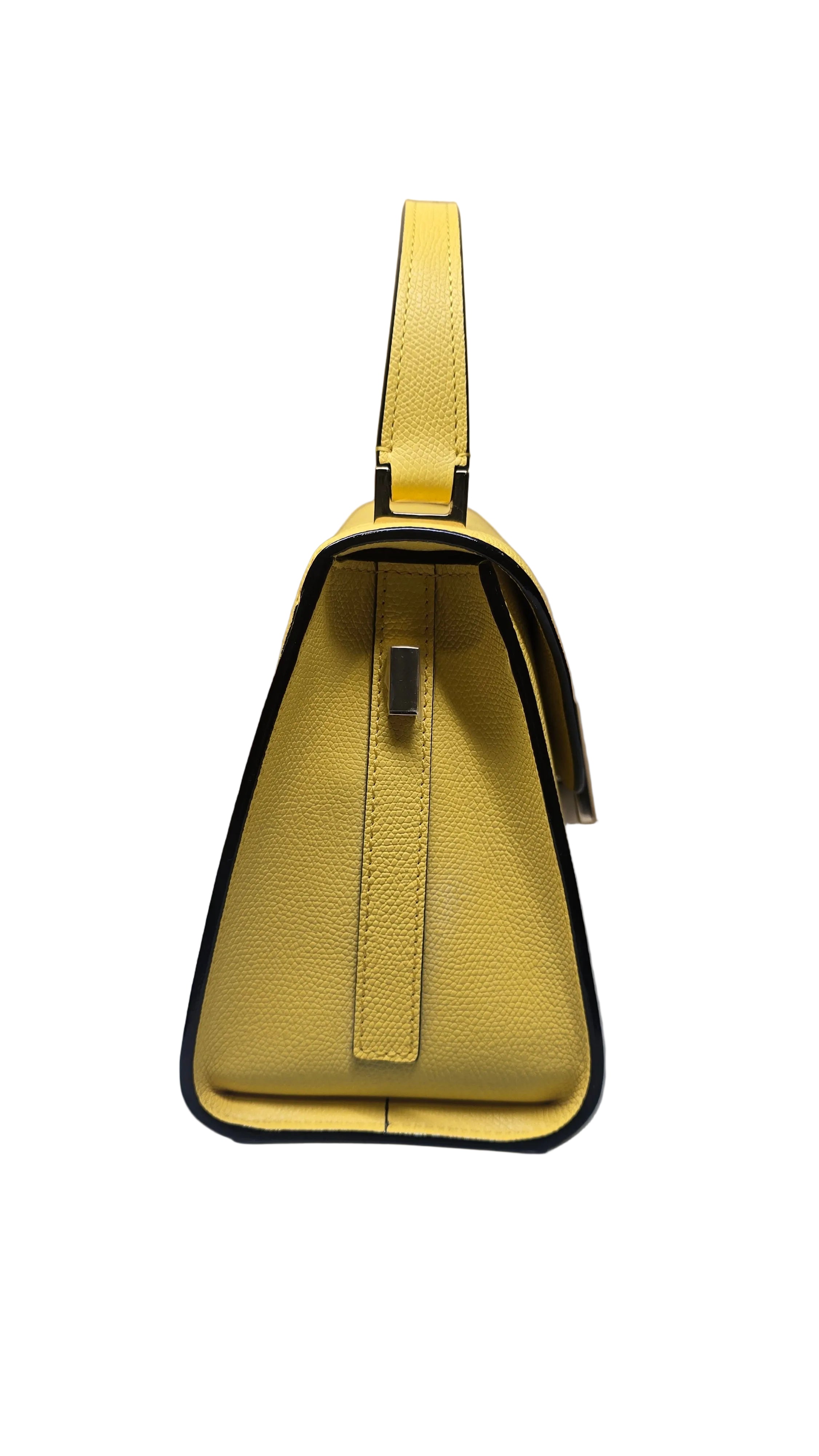 Bolso Valextra Top Handle Amarillo en Piel Italiana con Correa