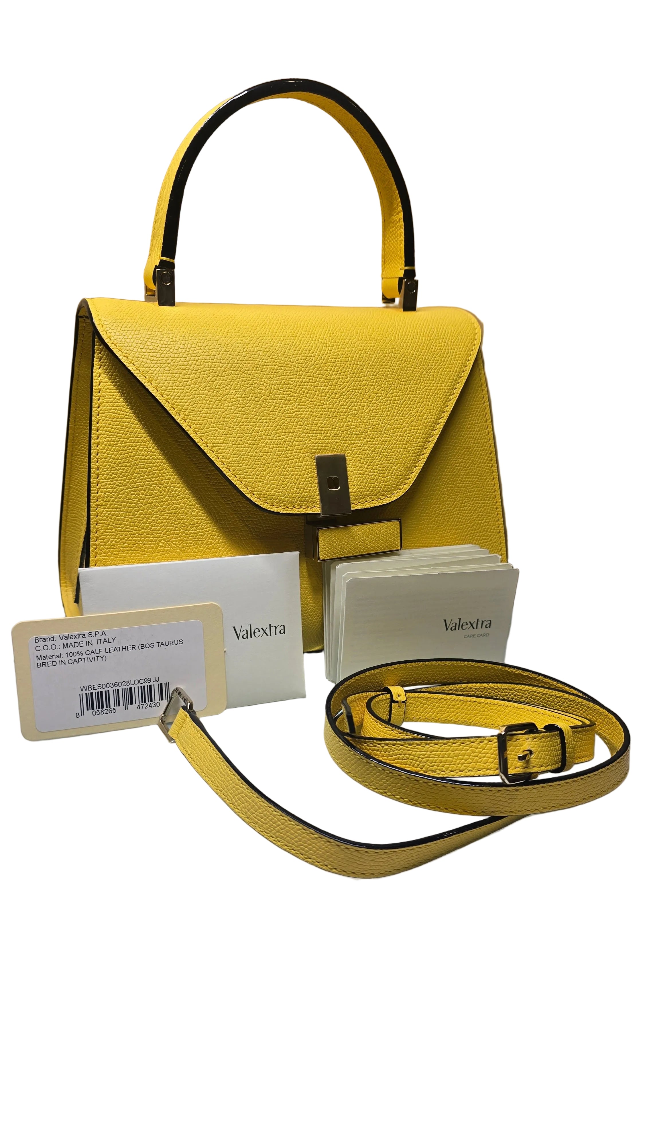 Bolso Valextra Top Handle Amarillo en Piel Italiana con Correa