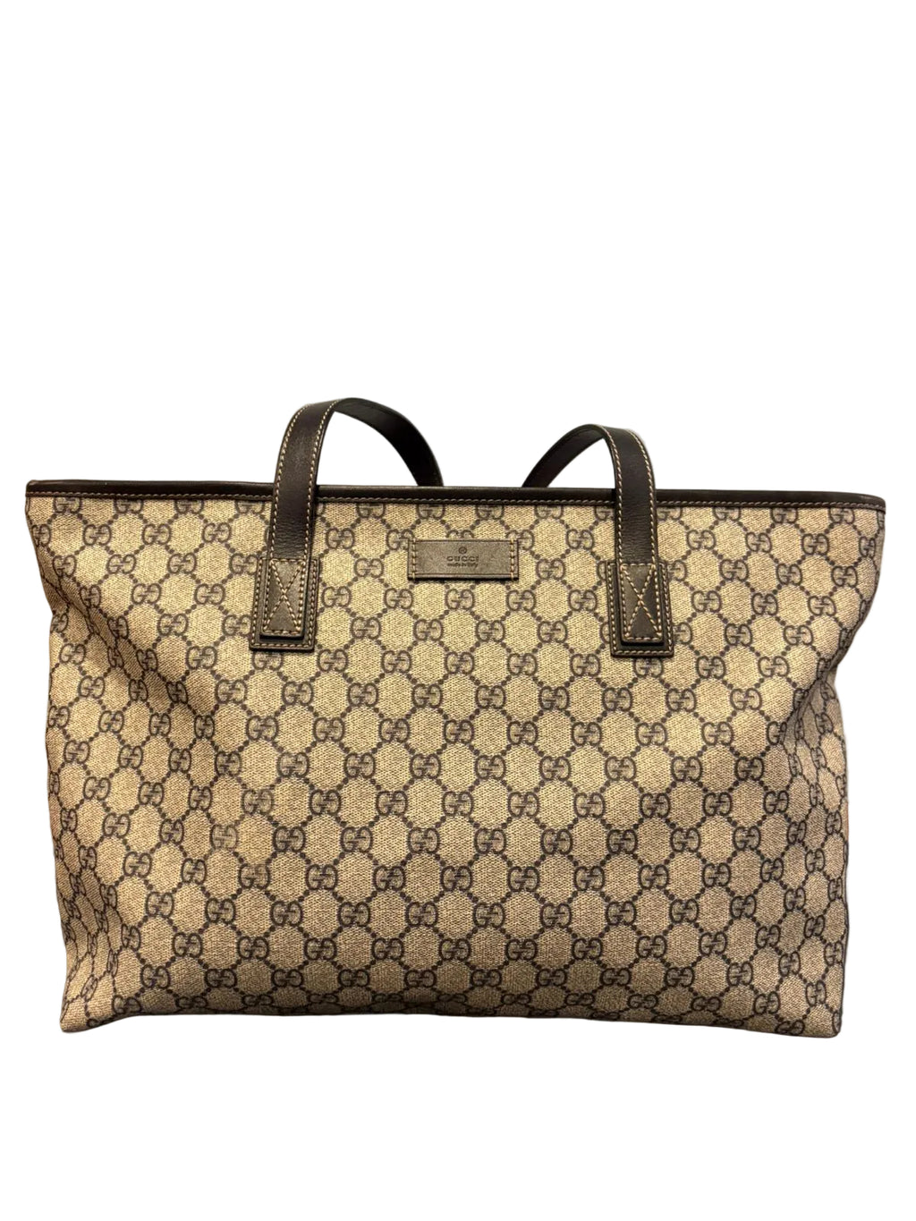 Bolso Tote Gucci en Canvas GG Supreme Beige con Cierre y Asas de Piel