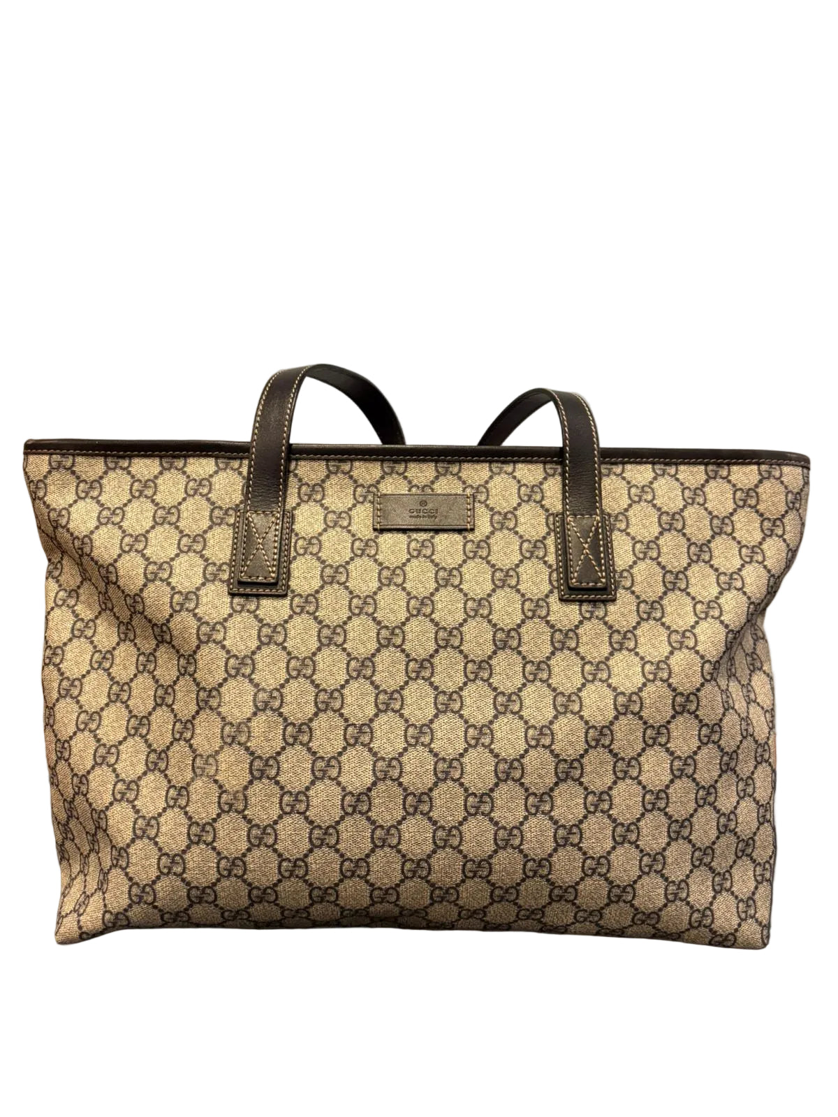 Bolso Tote Gucci en Canvas GG Supreme Beige con Cierre y Asas de Piel