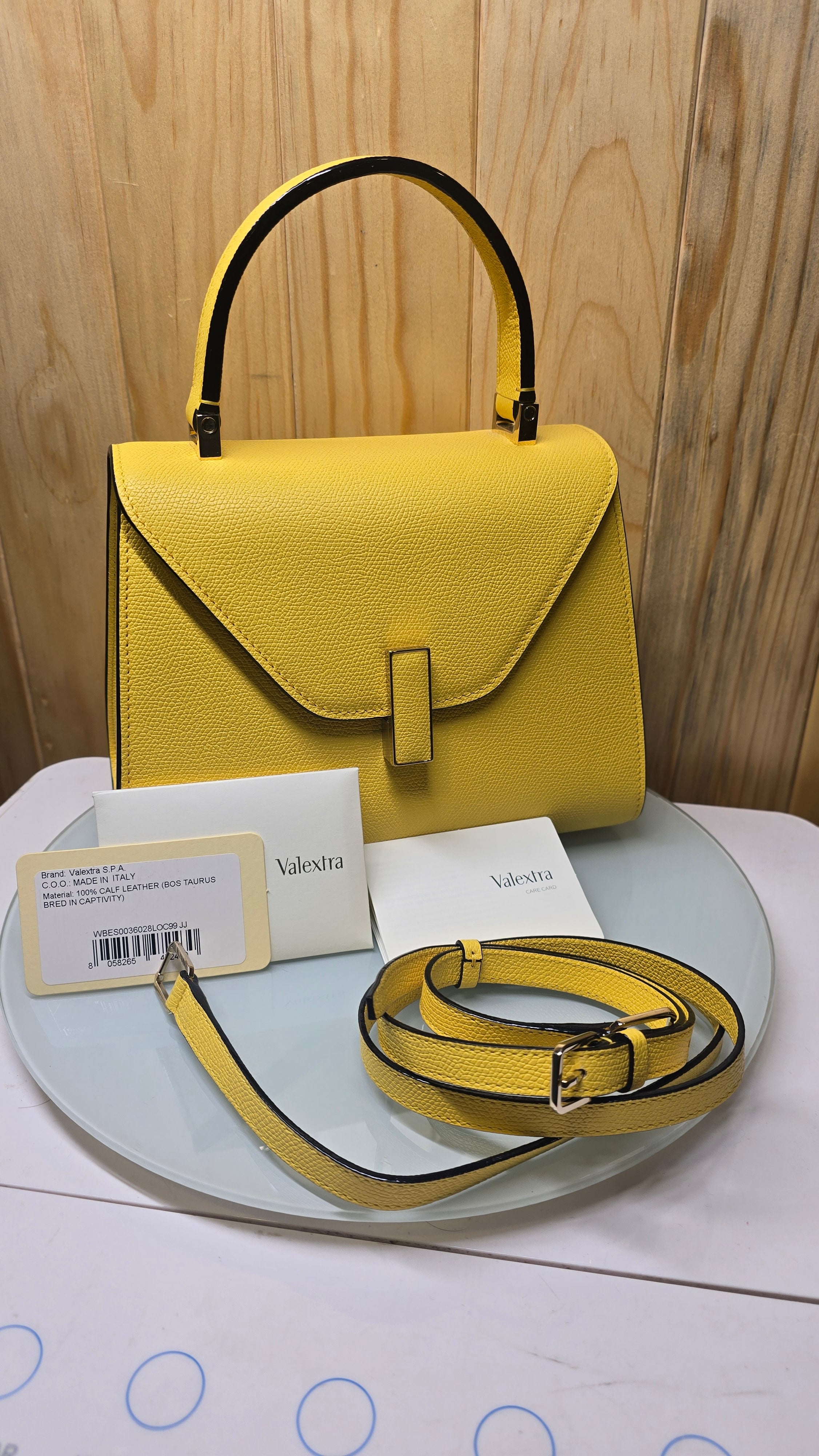 Bolso Valextra Top Handle Amarillo en Piel Italiana con Correa