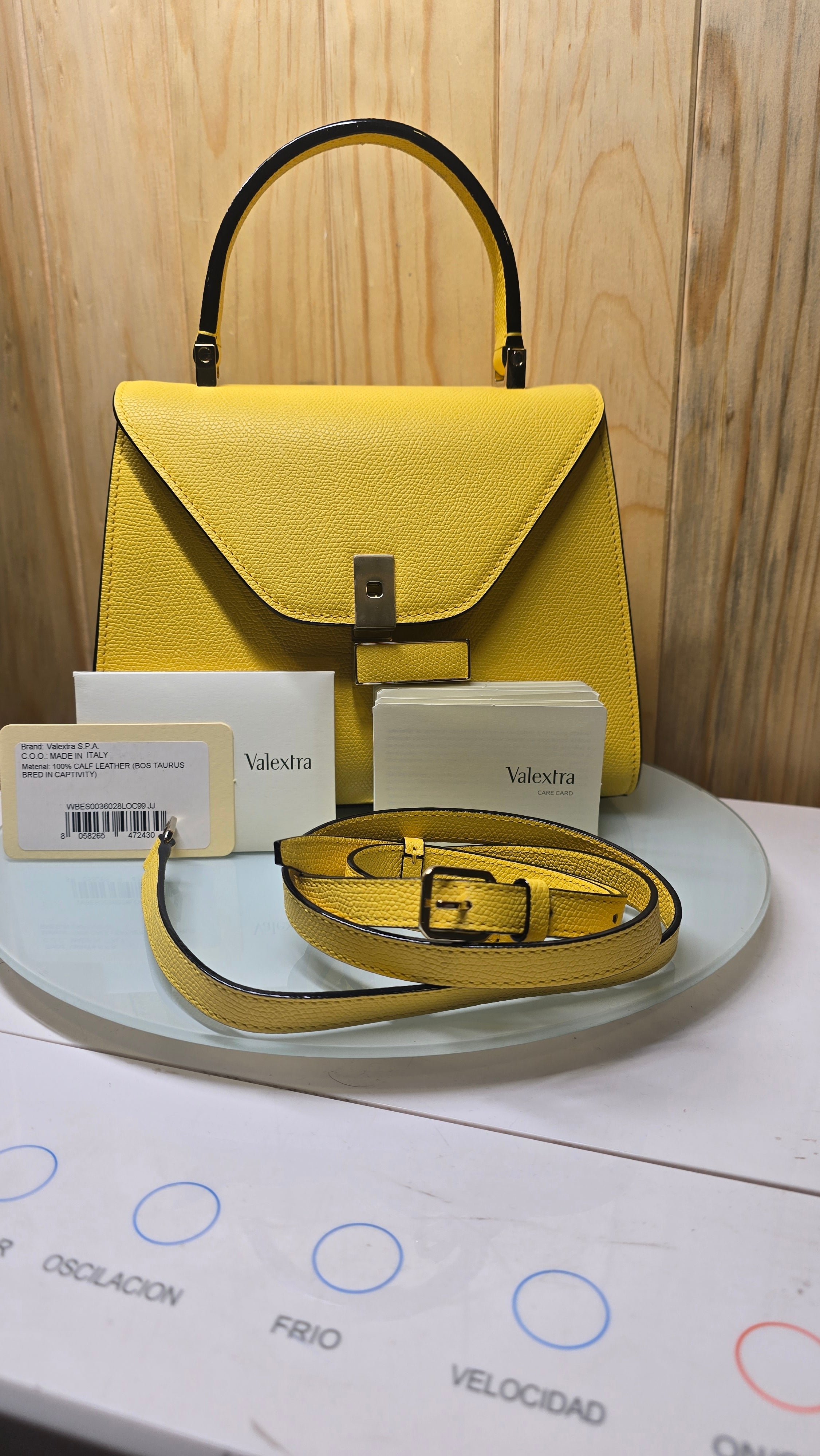 Bolso Valextra Top Handle Amarillo en Piel Italiana con Correa