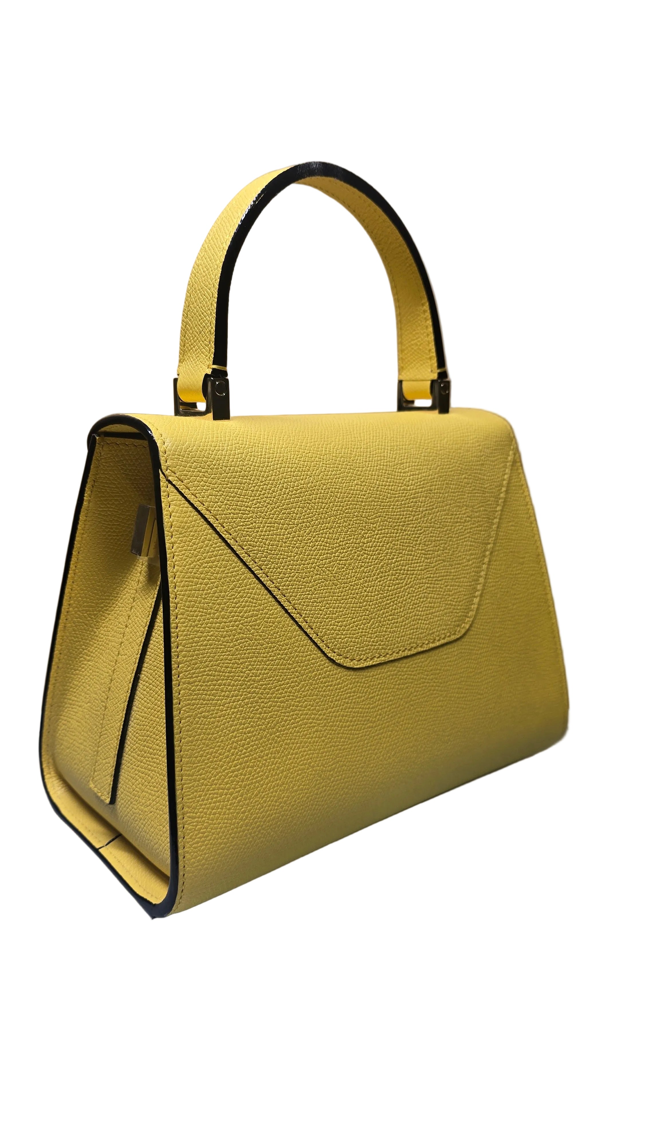 Bolso Valextra Top Handle Amarillo en Piel Italiana con Correa